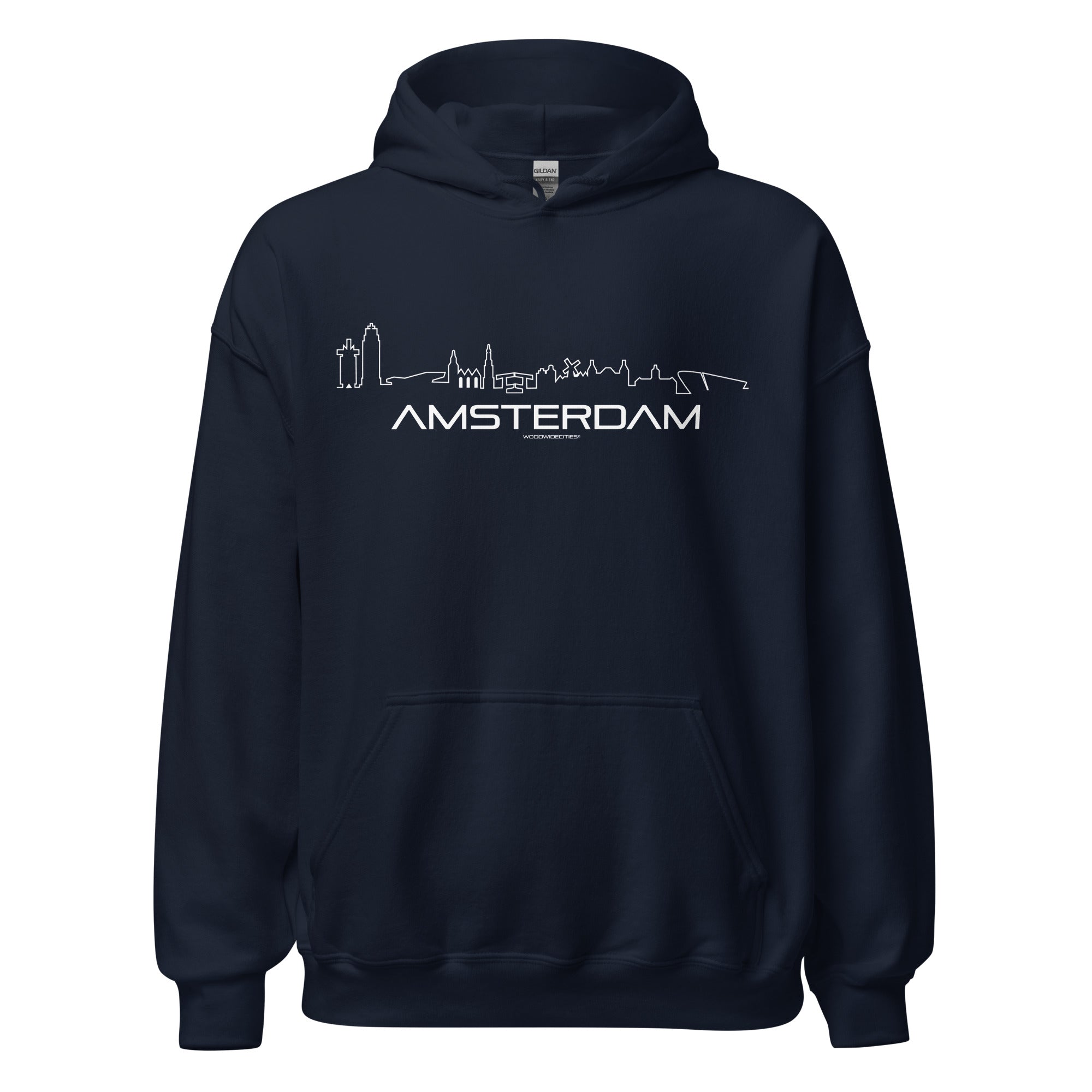 Hoodie Amsterdam – Skyline trui voor stadsfans – WoodWideCities