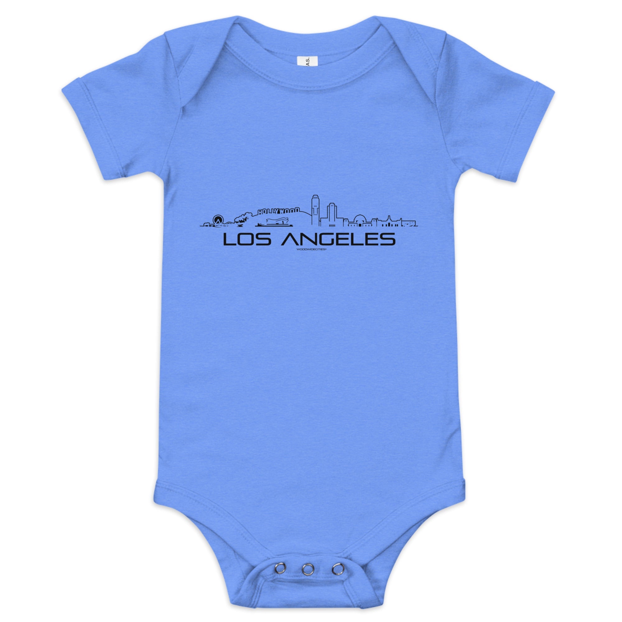 Baby Rompertje Los Angeles Heather Columbia Blue 3-6m houten cadeau decoratie relatiegeschenk van WoodWideCities