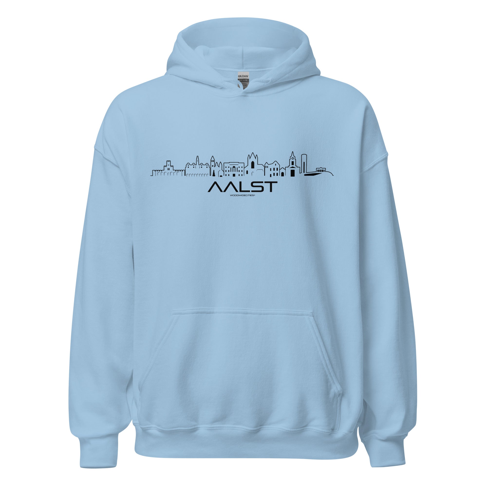 Hoodie Aalst Light Blue S houten cadeau decoratie relatiegeschenk van WoodWideCities