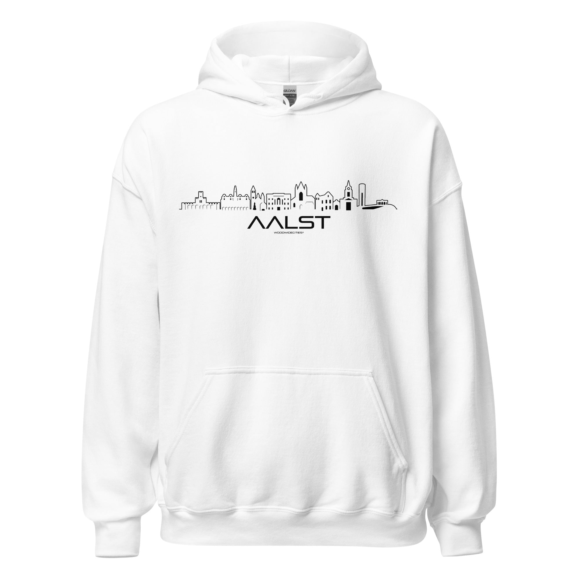 Hoodie Aalst White S houten cadeau decoratie relatiegeschenk van WoodWideCities