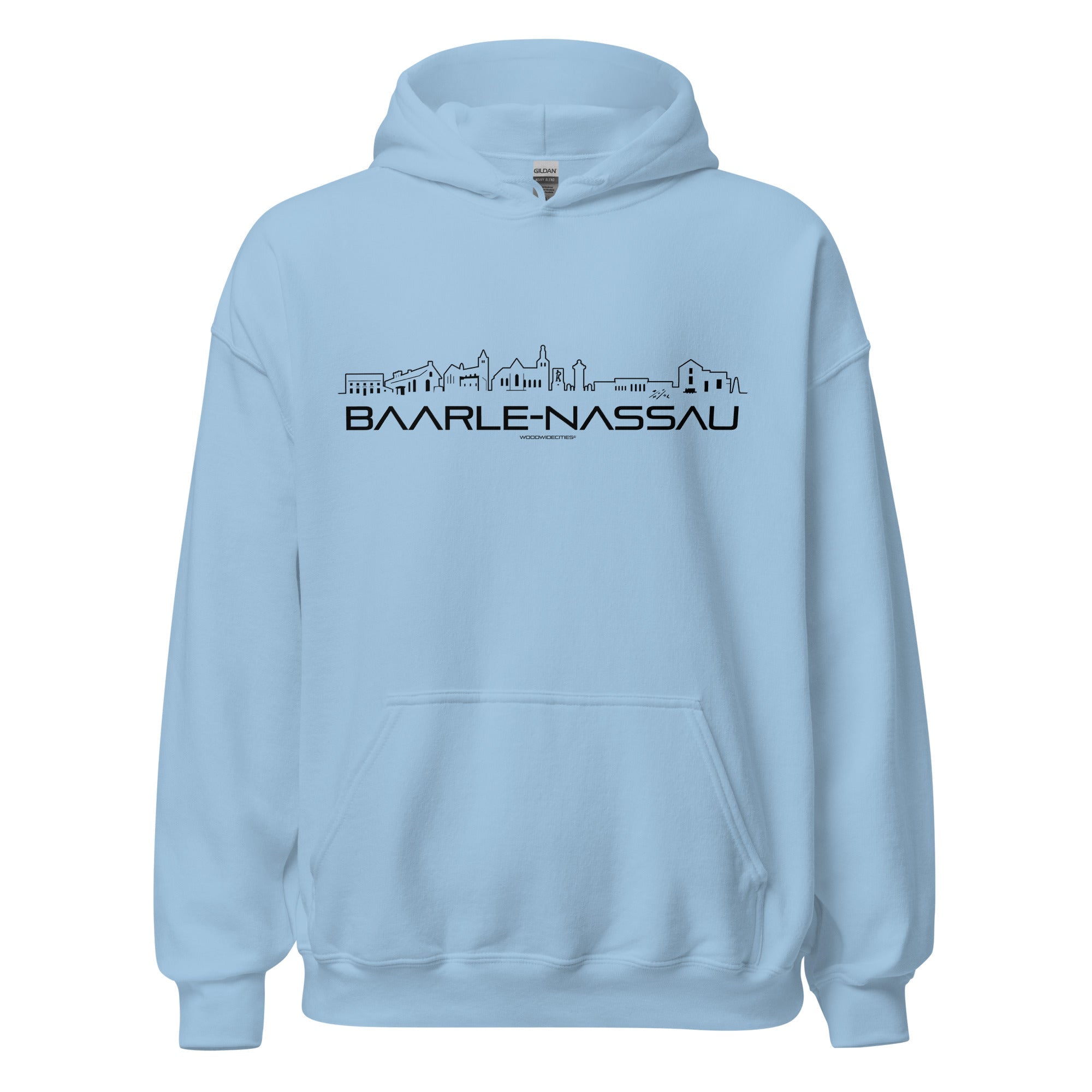 Hoodie Baarle-Nassau Light Blue S houten cadeau decoratie relatiegeschenk van WoodWideCities