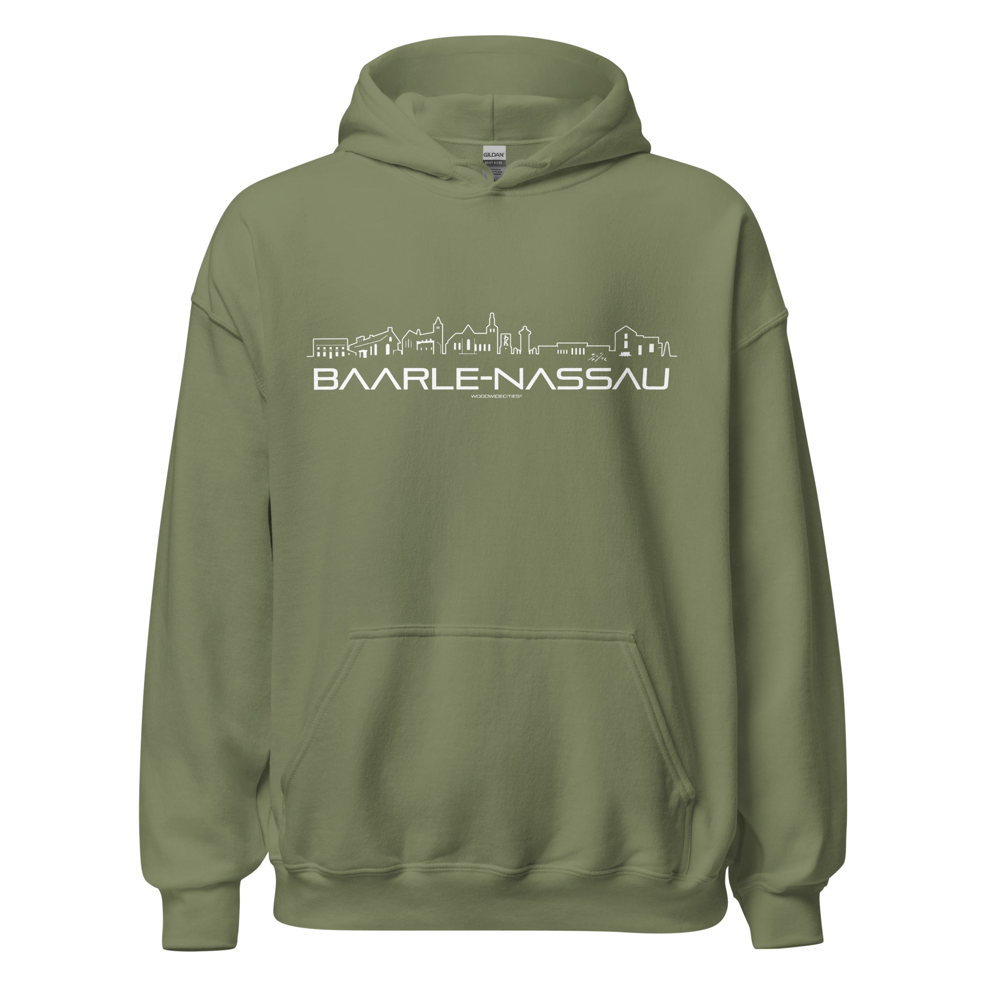 Hoodie Baarle-Nassau Military Green S houten cadeau decoratie relatiegeschenk van WoodWideCities