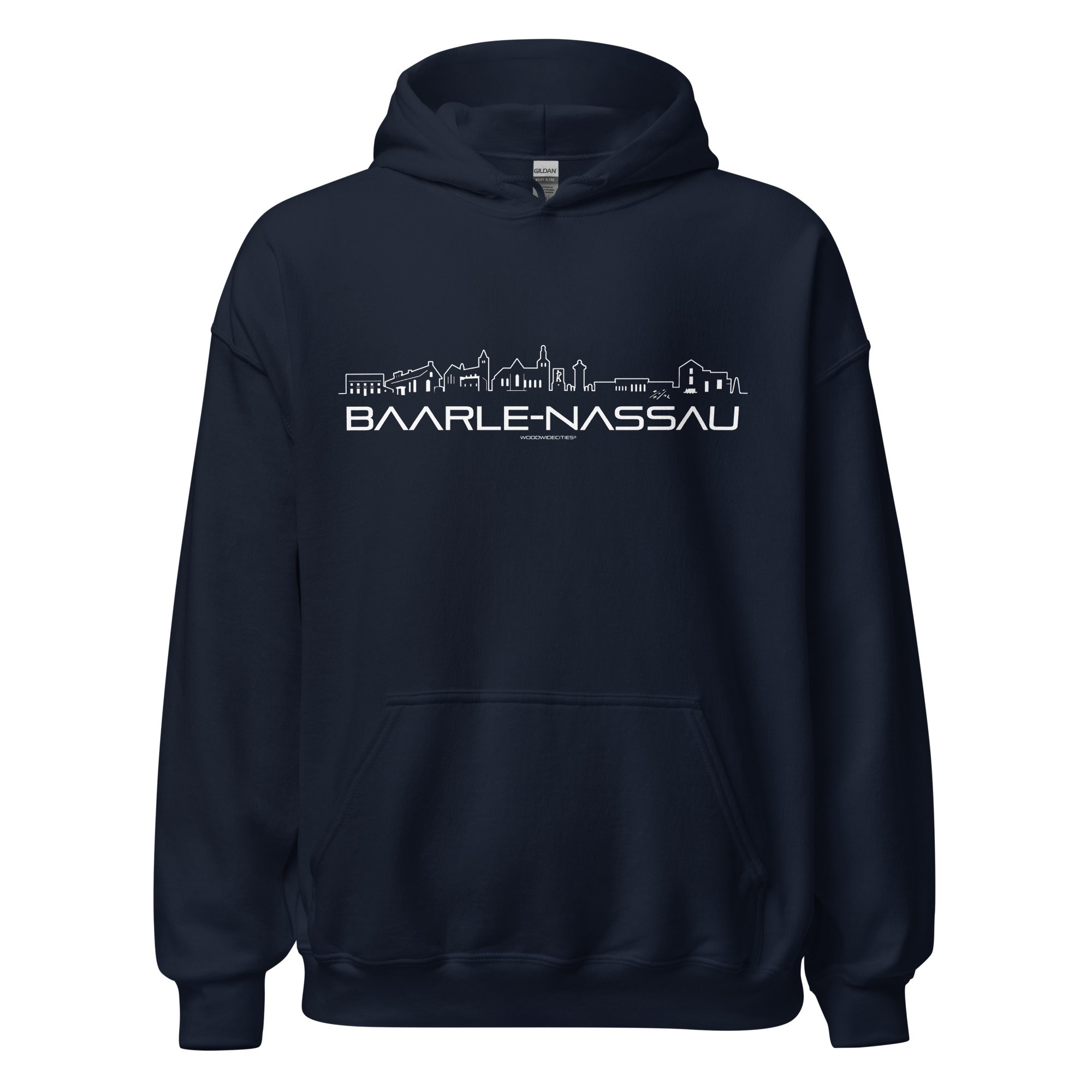 Hoodie Baarle-Nassau Navy S houten cadeau decoratie relatiegeschenk van WoodWideCities