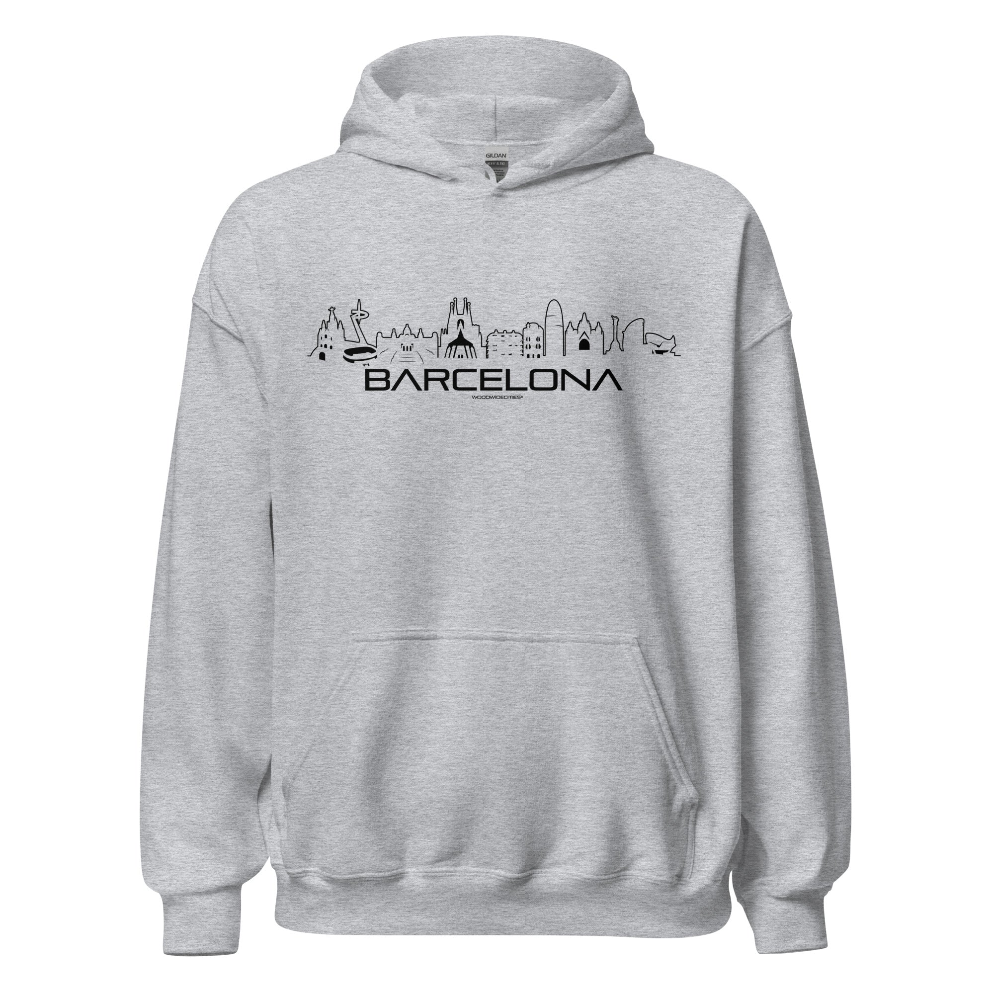 Hoodie Barcelona Sport Grey S houten cadeau decoratie relatiegeschenk van WoodWideCities