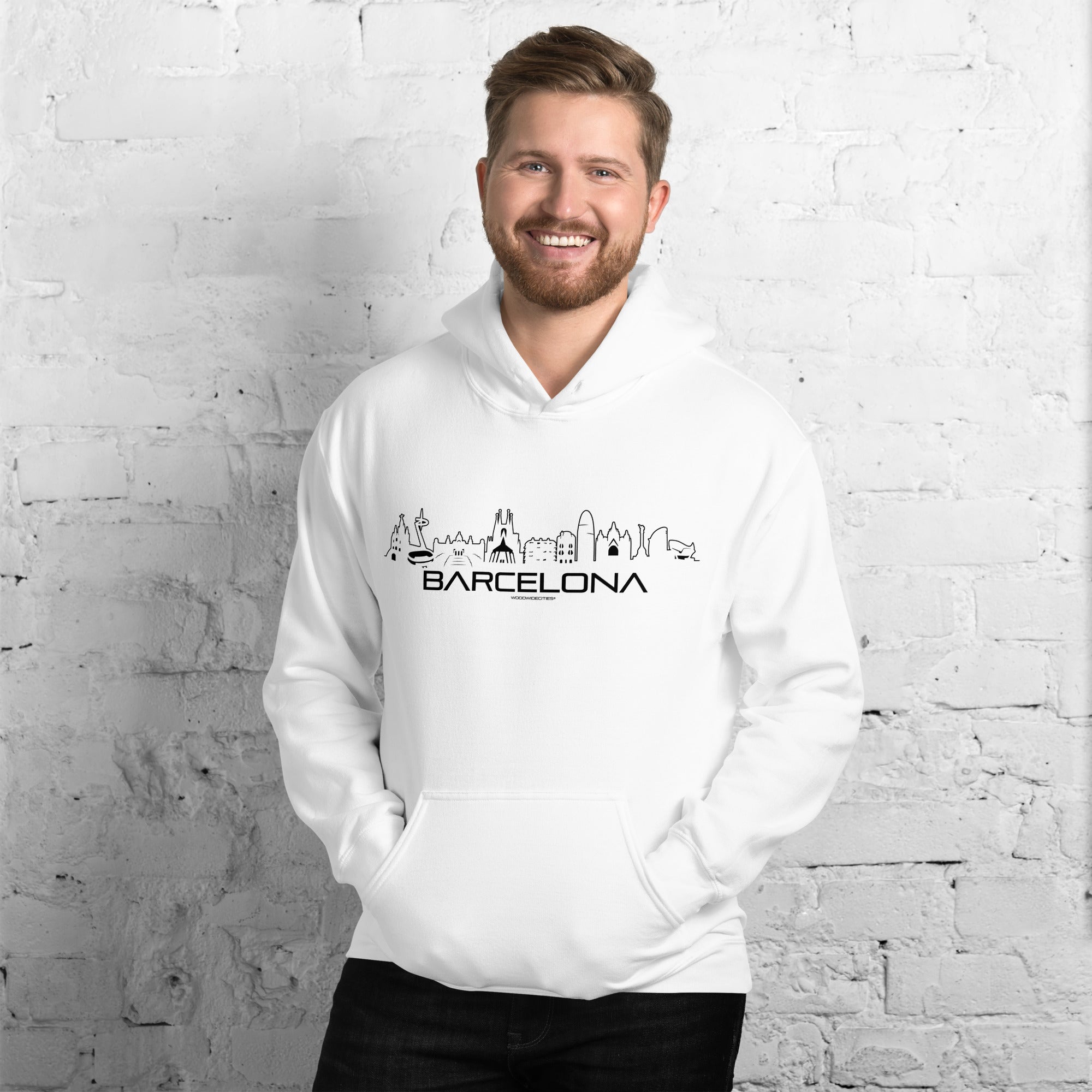 Hoodie Barcelona houten cadeau decoratie relatiegeschenk van WoodWideCities