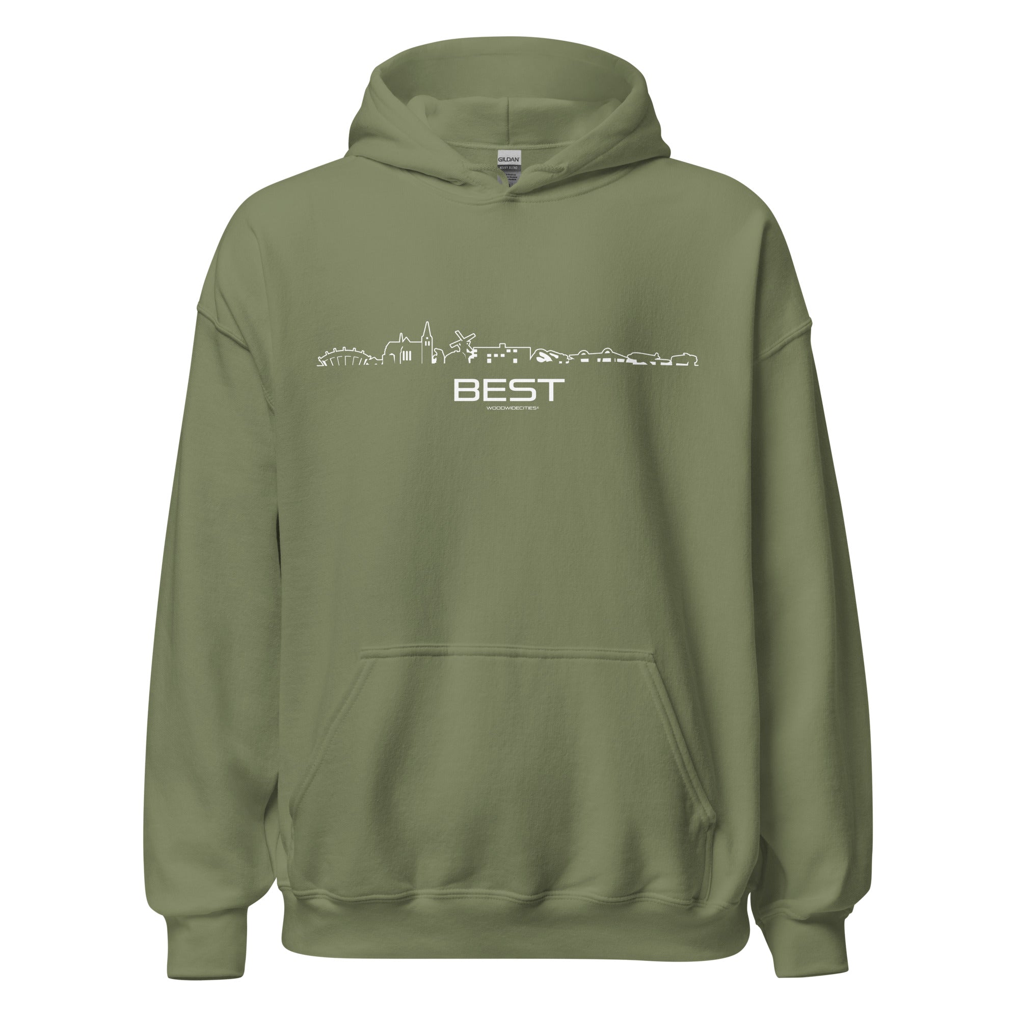 Hoodie Best Military Green S houten cadeau decoratie relatiegeschenk van WoodWideCities