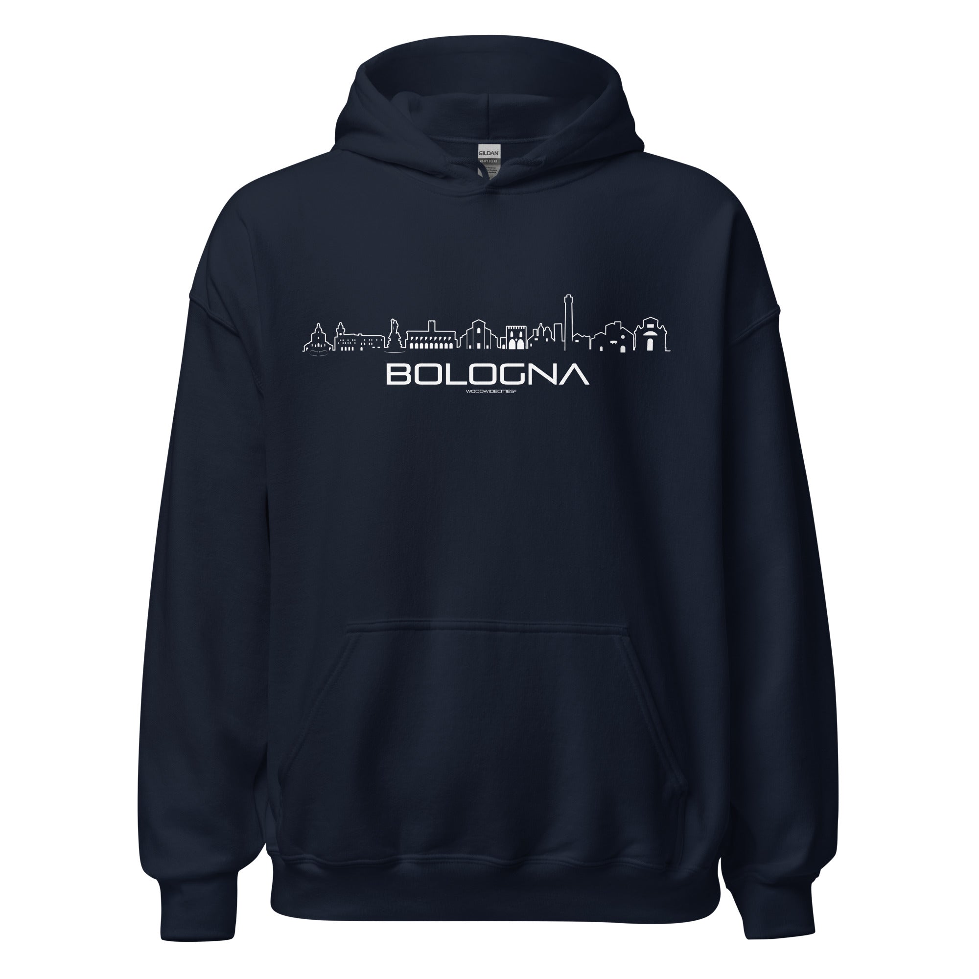 Hoodie Bologna Navy S houten cadeau decoratie relatiegeschenk van WoodWideCities