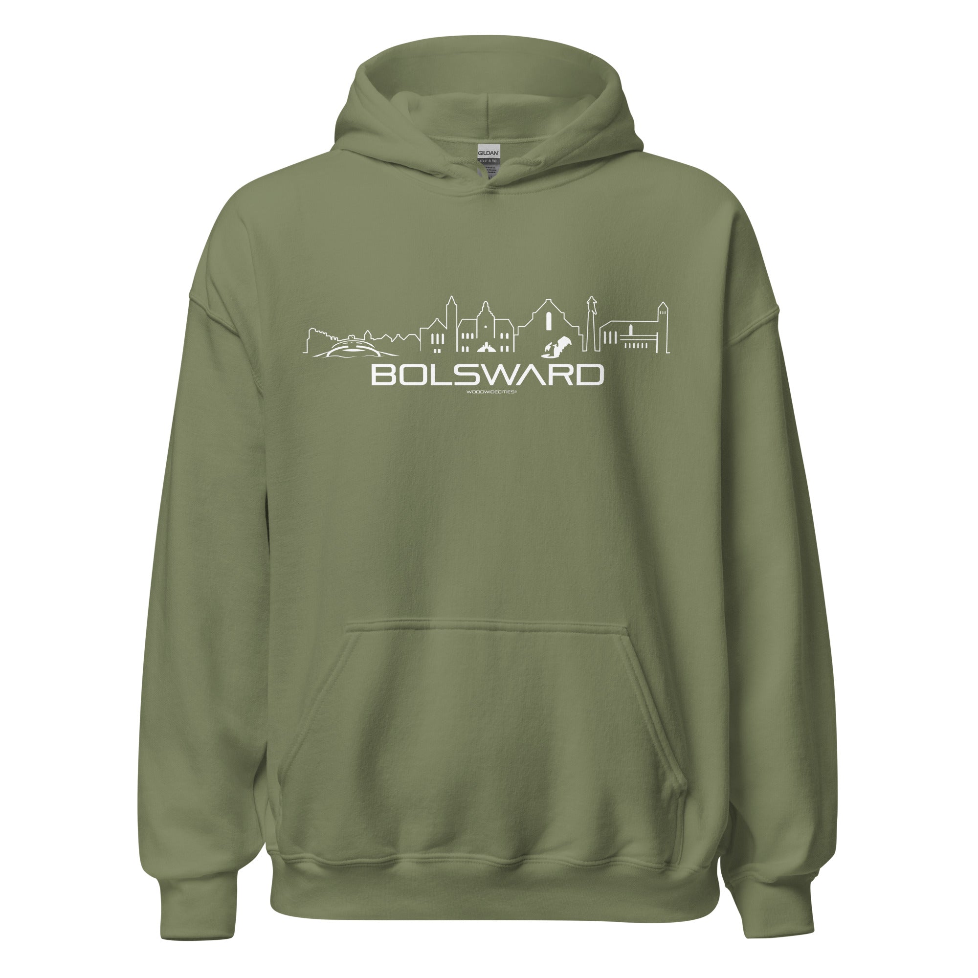 Hoodie Bolsward Military Green S houten cadeau decoratie relatiegeschenk van WoodWideCities