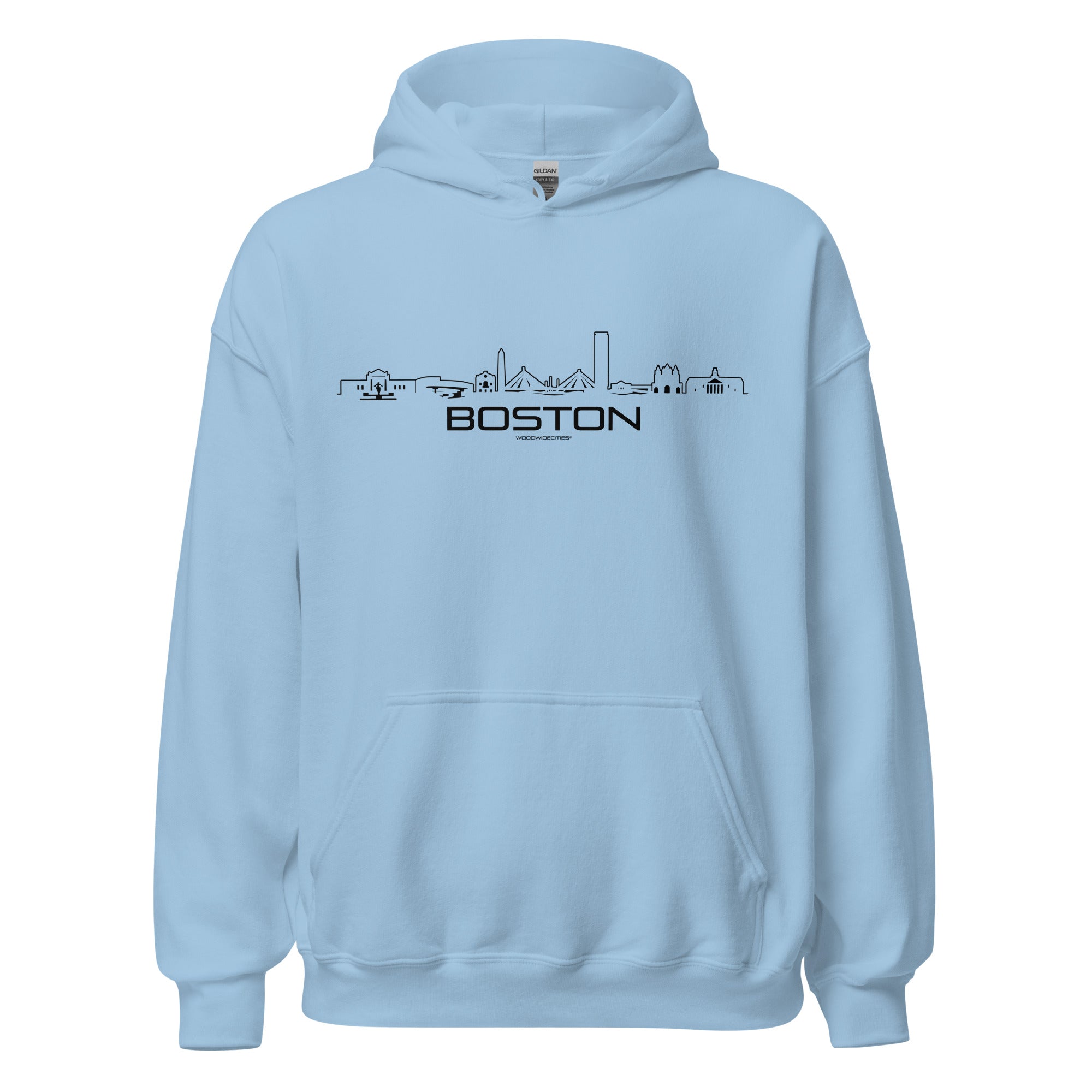 Hoodie Boston Lichtblauw S houten cadeau decoratie relatiegeschenk van WoodWideCities