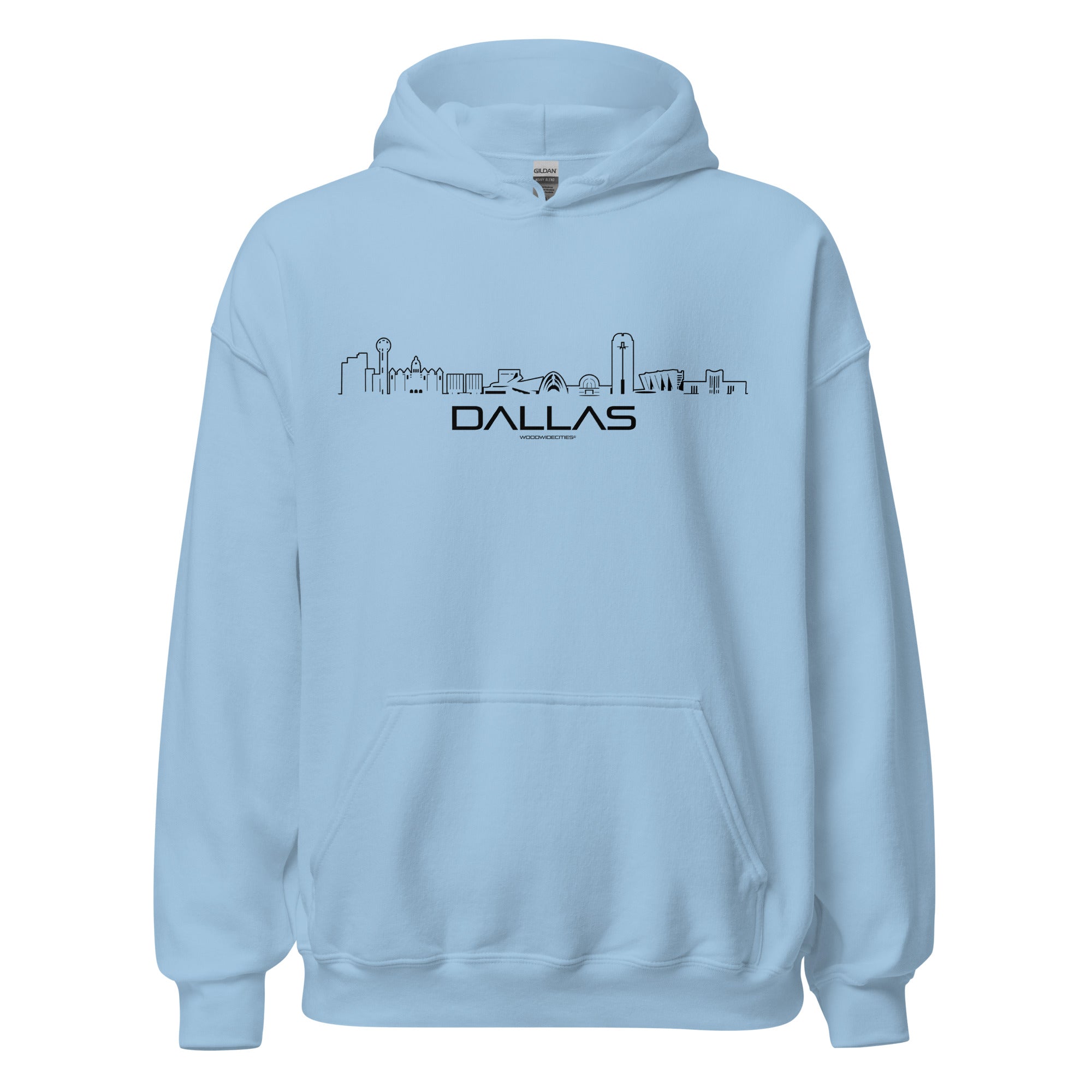 Hoodie Dallas Light Blue S houten cadeau decoratie relatiegeschenk van WoodWideCities