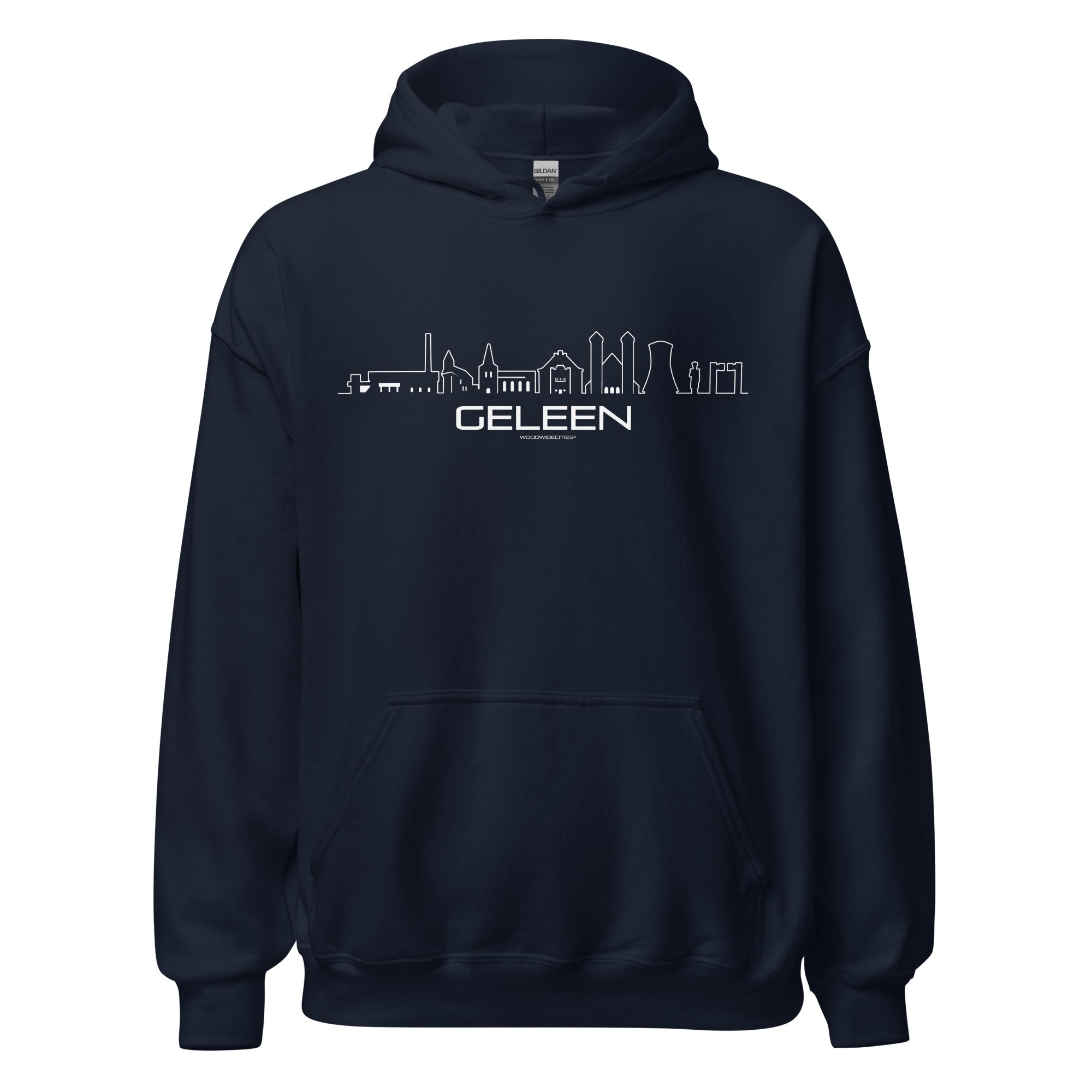 Hoodie Geleen Navy S houten cadeau decoratie relatiegeschenk van WoodWideCities