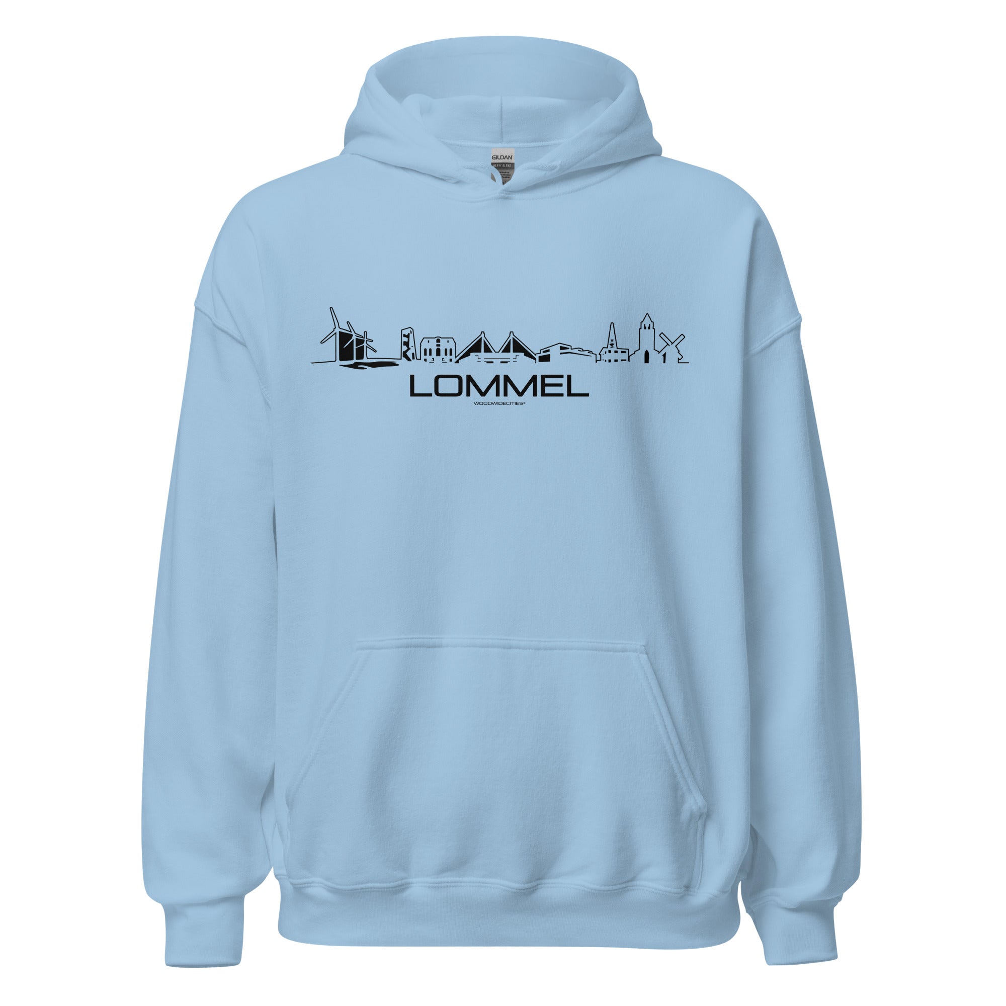 Hoodie Lommel Lichtblauw S houten cadeau decoratie relatiegeschenk van WoodWideCities