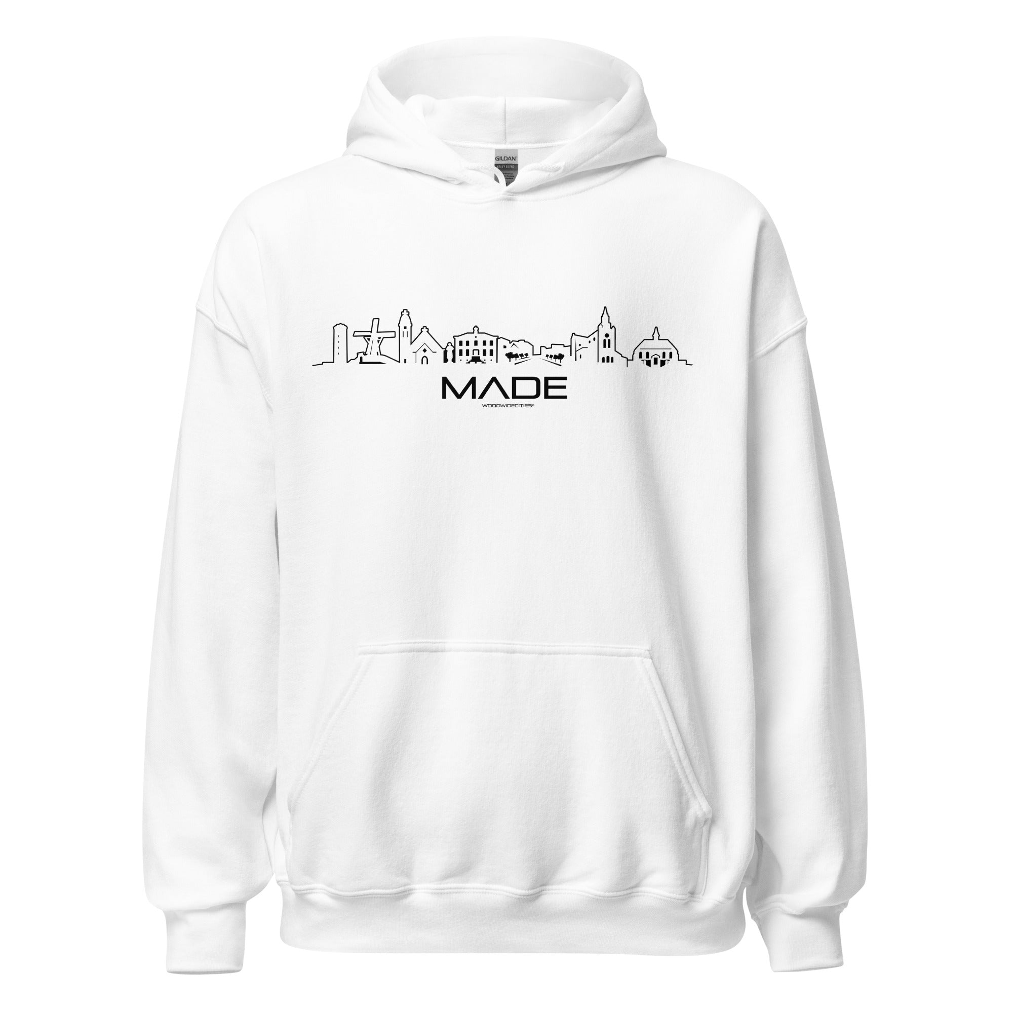 Hoodie Made White S houten cadeau decoratie relatiegeschenk van WoodWideCities