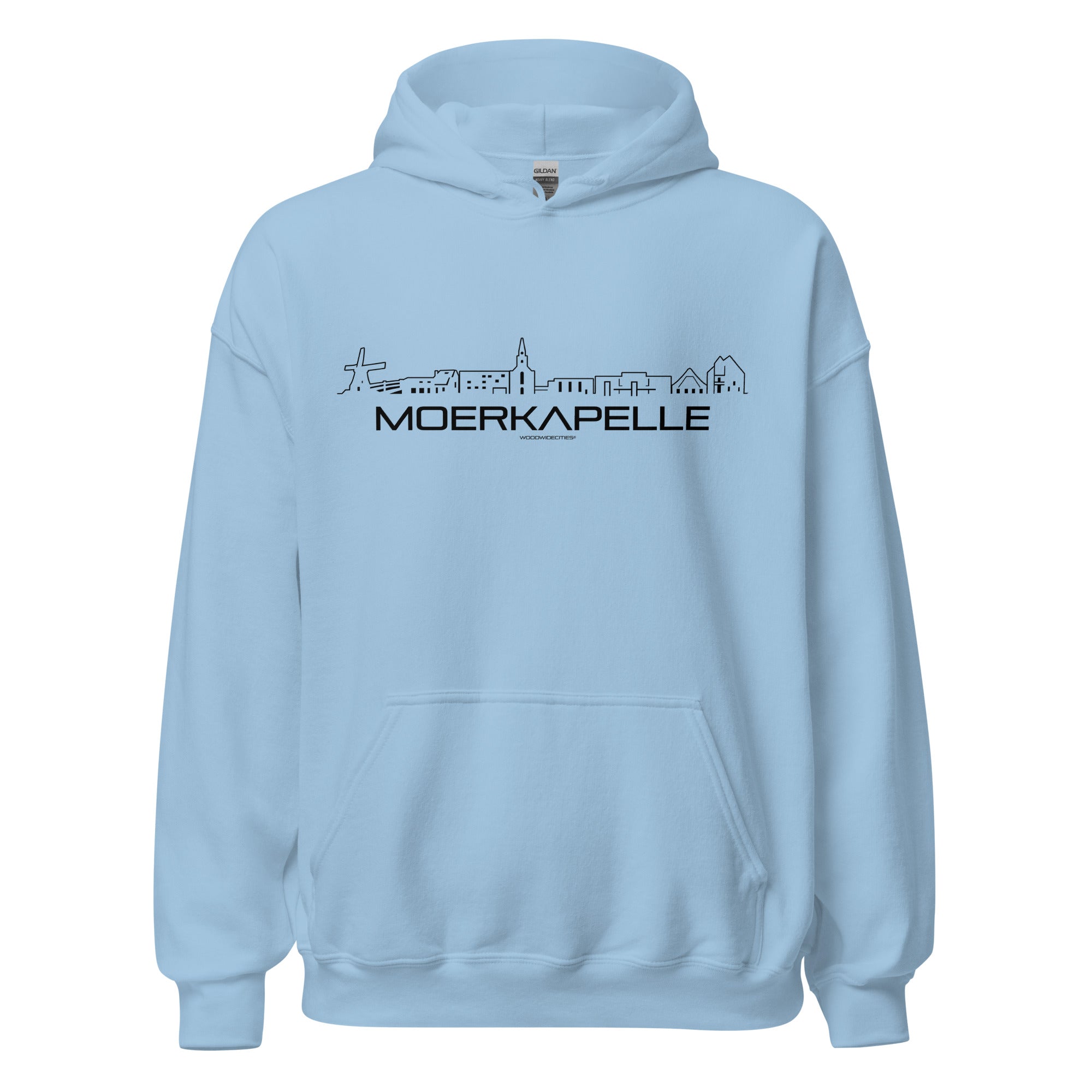 Hoodie Moerkapelle Light Blue S houten cadeau decoratie relatiegeschenk van WoodWideCities