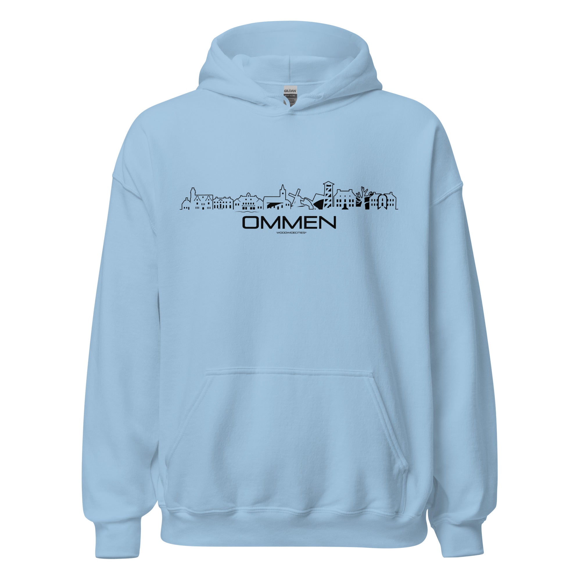 Hoodie Ommen Light Blue S houten cadeau decoratie relatiegeschenk van WoodWideCities