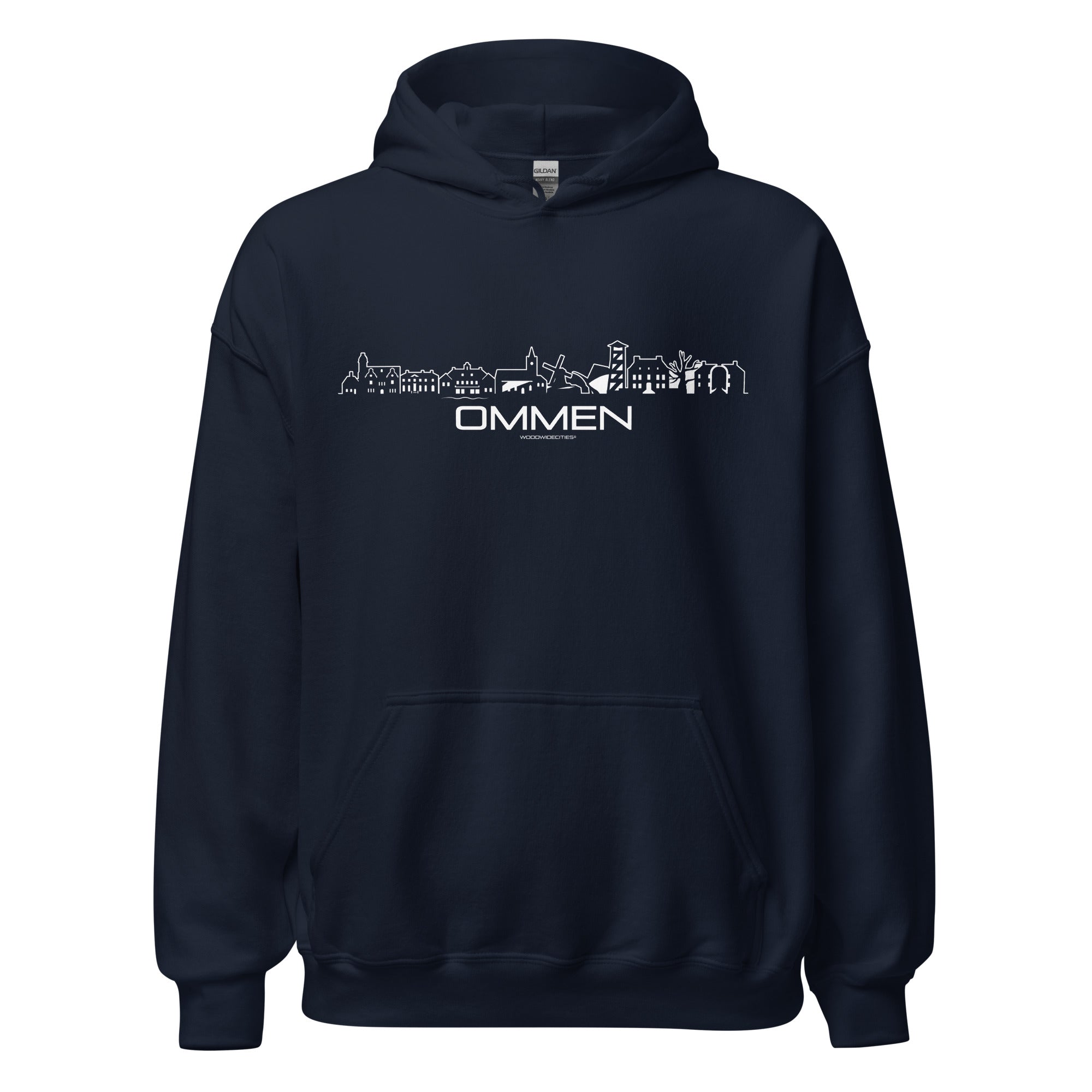 Hoodie Ommen Navy S houten cadeau decoratie relatiegeschenk van WoodWideCities