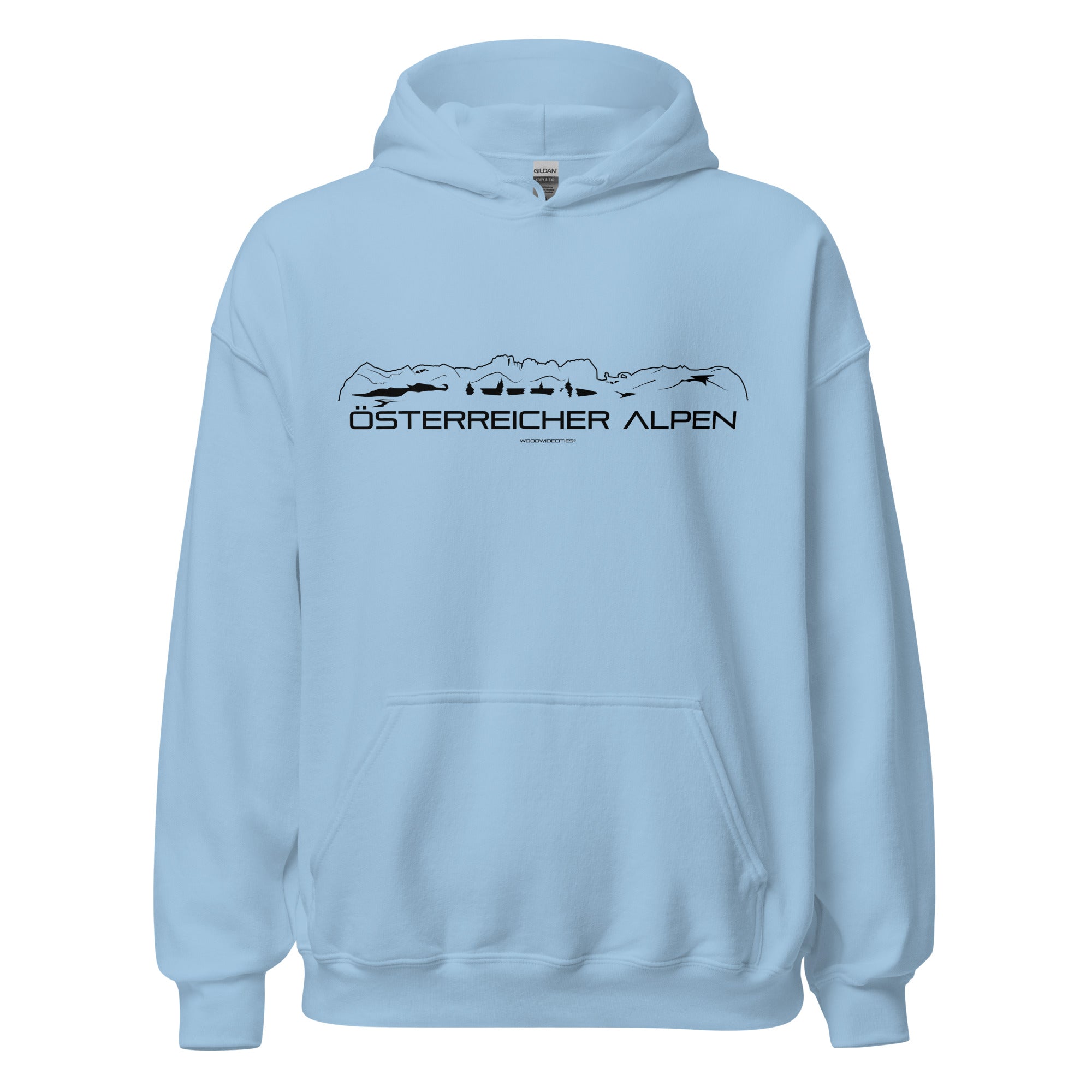 Hoodie Österreicher Alpen Light Blue S houten cadeau decoratie relatiegeschenk van WoodWideCities