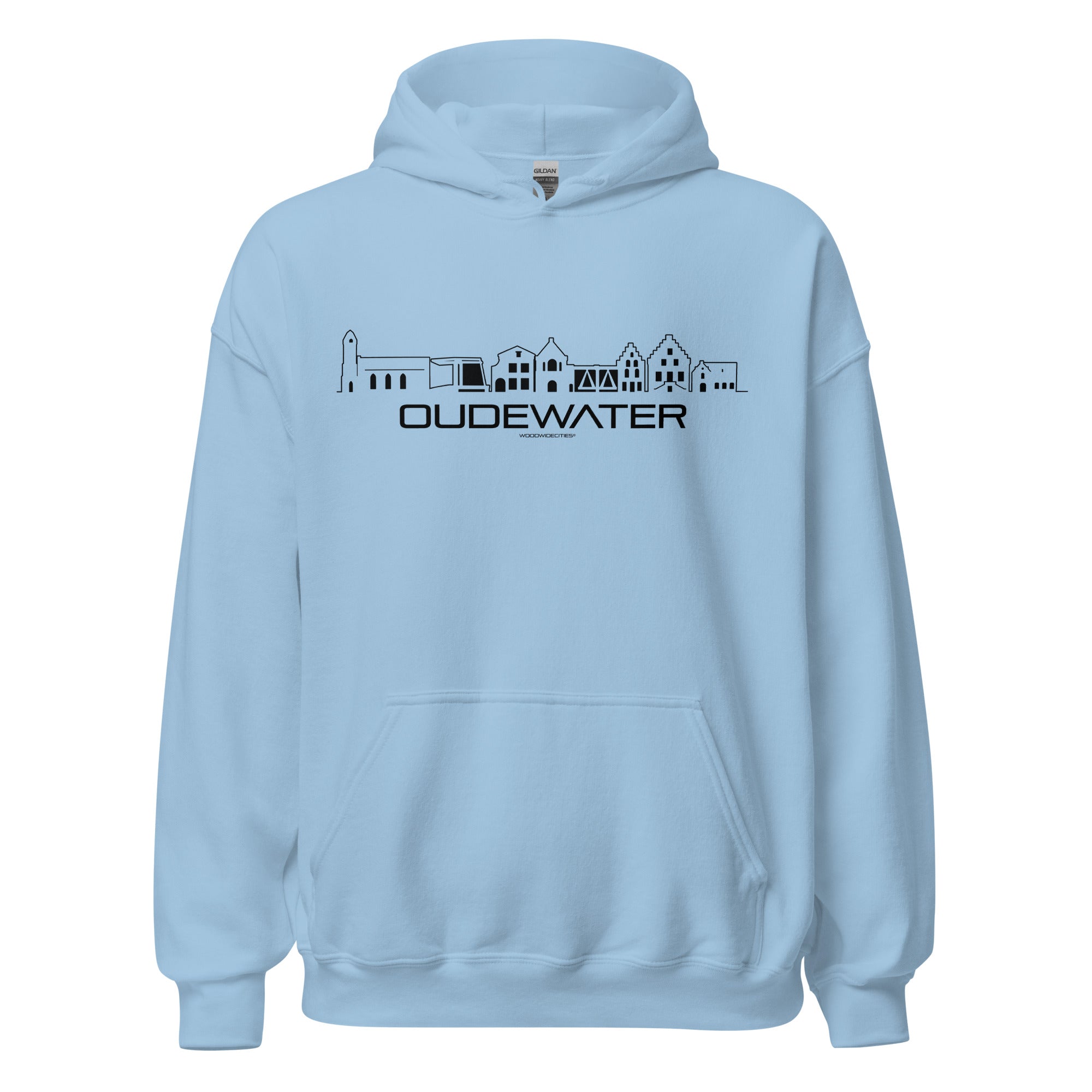 Hoodie Oudewater Light Blue S houten cadeau decoratie relatiegeschenk van WoodWideCities