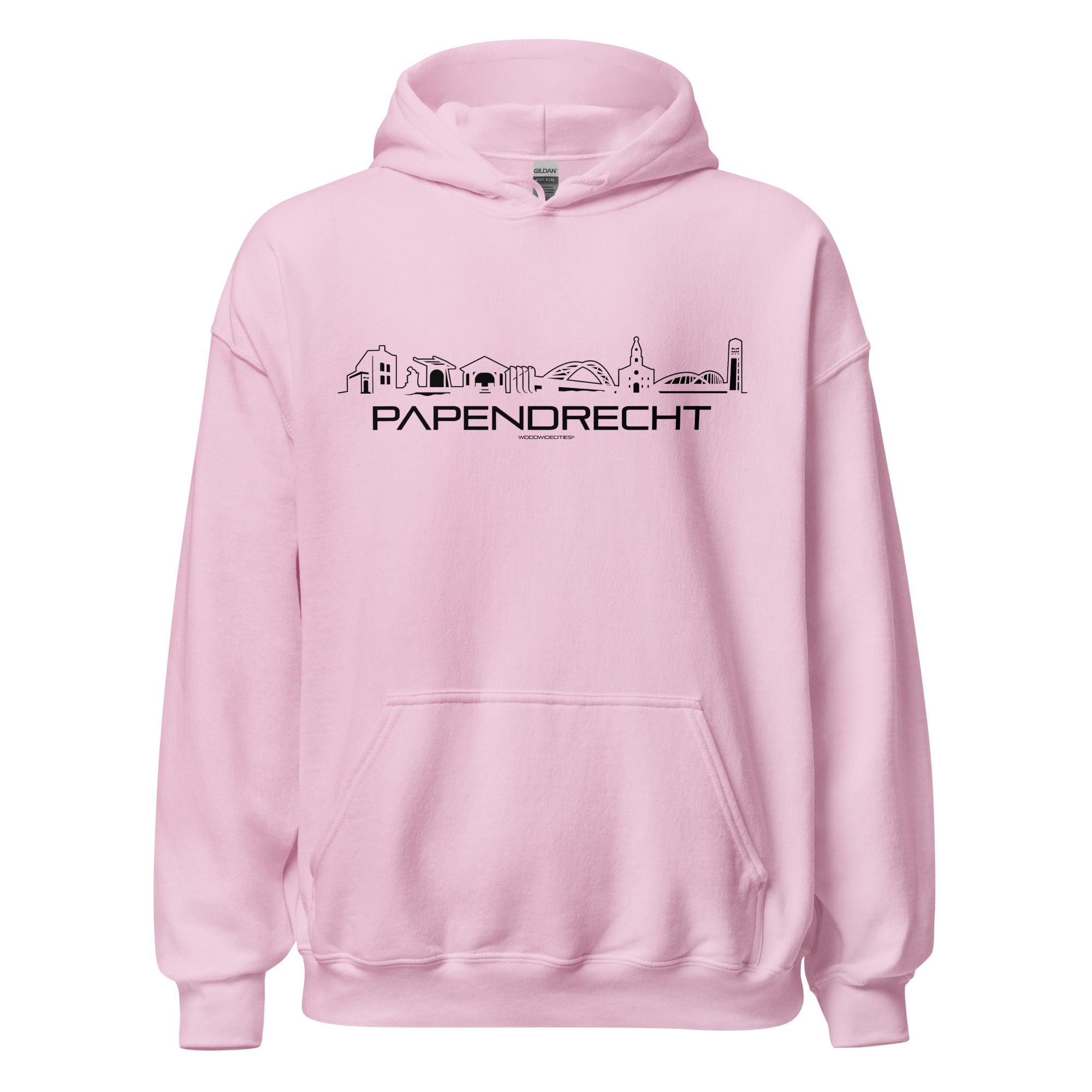 Hoodie Papendrecht Light Pink S houten cadeau decoratie relatiegeschenk van WoodWideCities