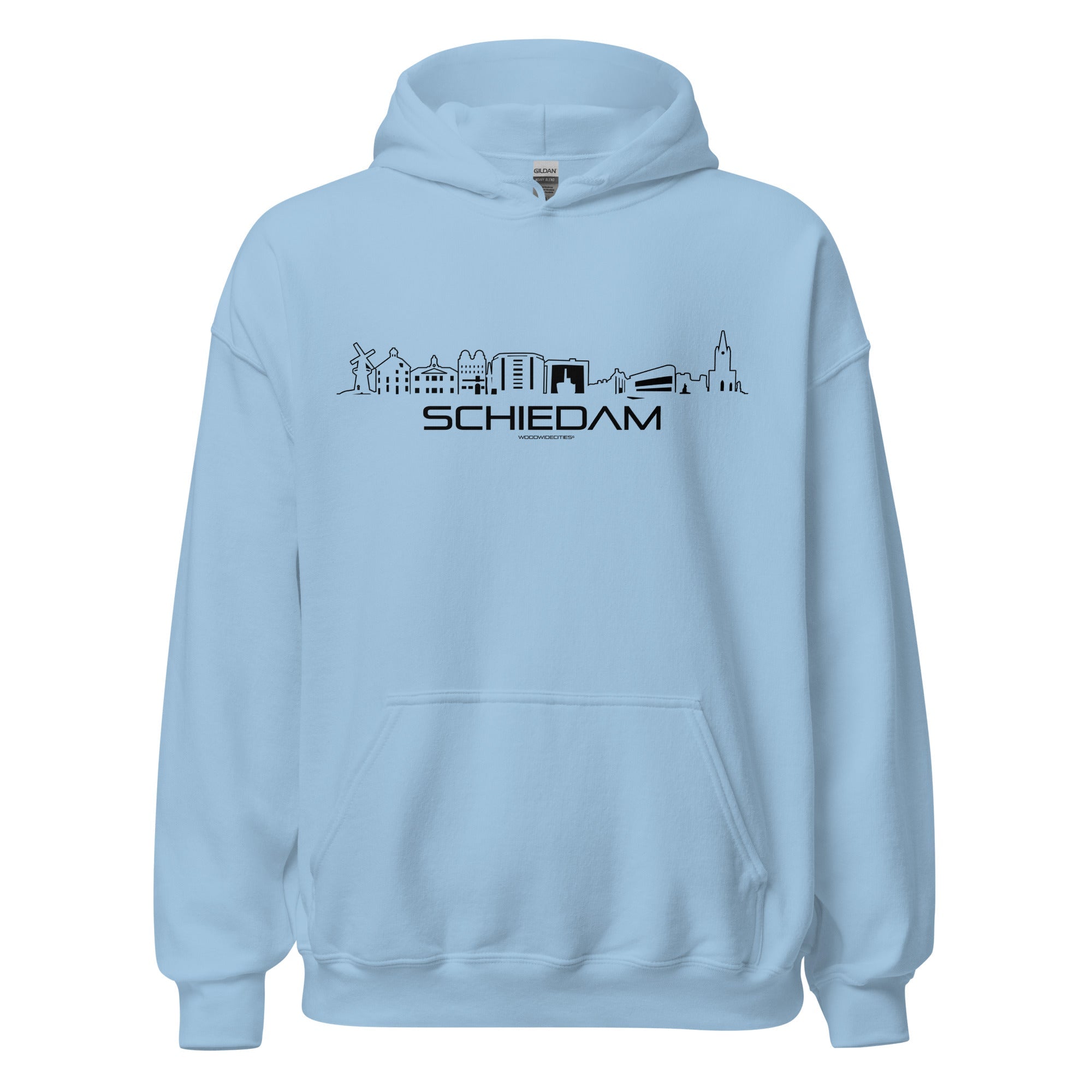 Hoodie Schiedam Light Blue S houten cadeau decoratie relatiegeschenk van WoodWideCities