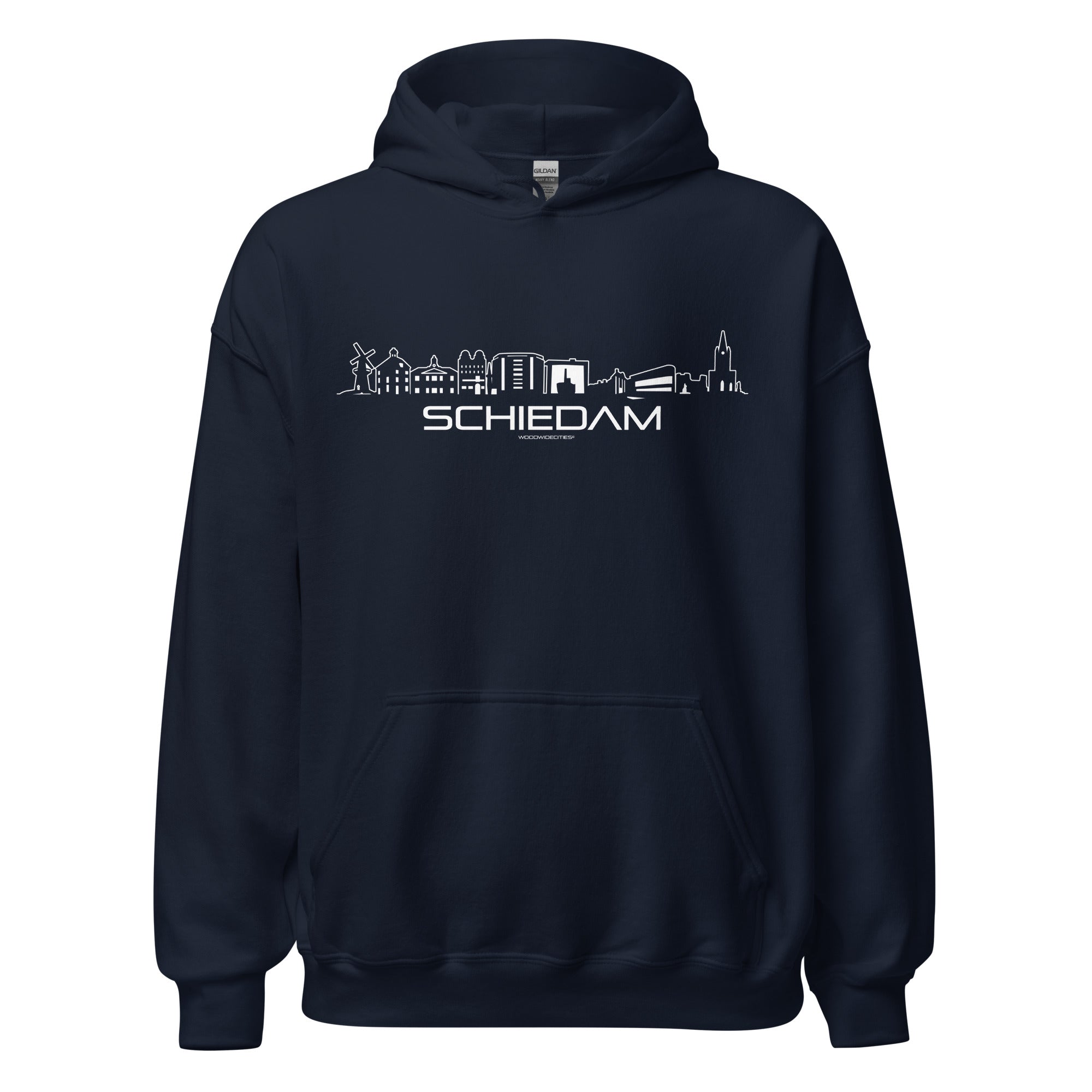 Hoodie Schiedam Navy S houten cadeau decoratie relatiegeschenk van WoodWideCities