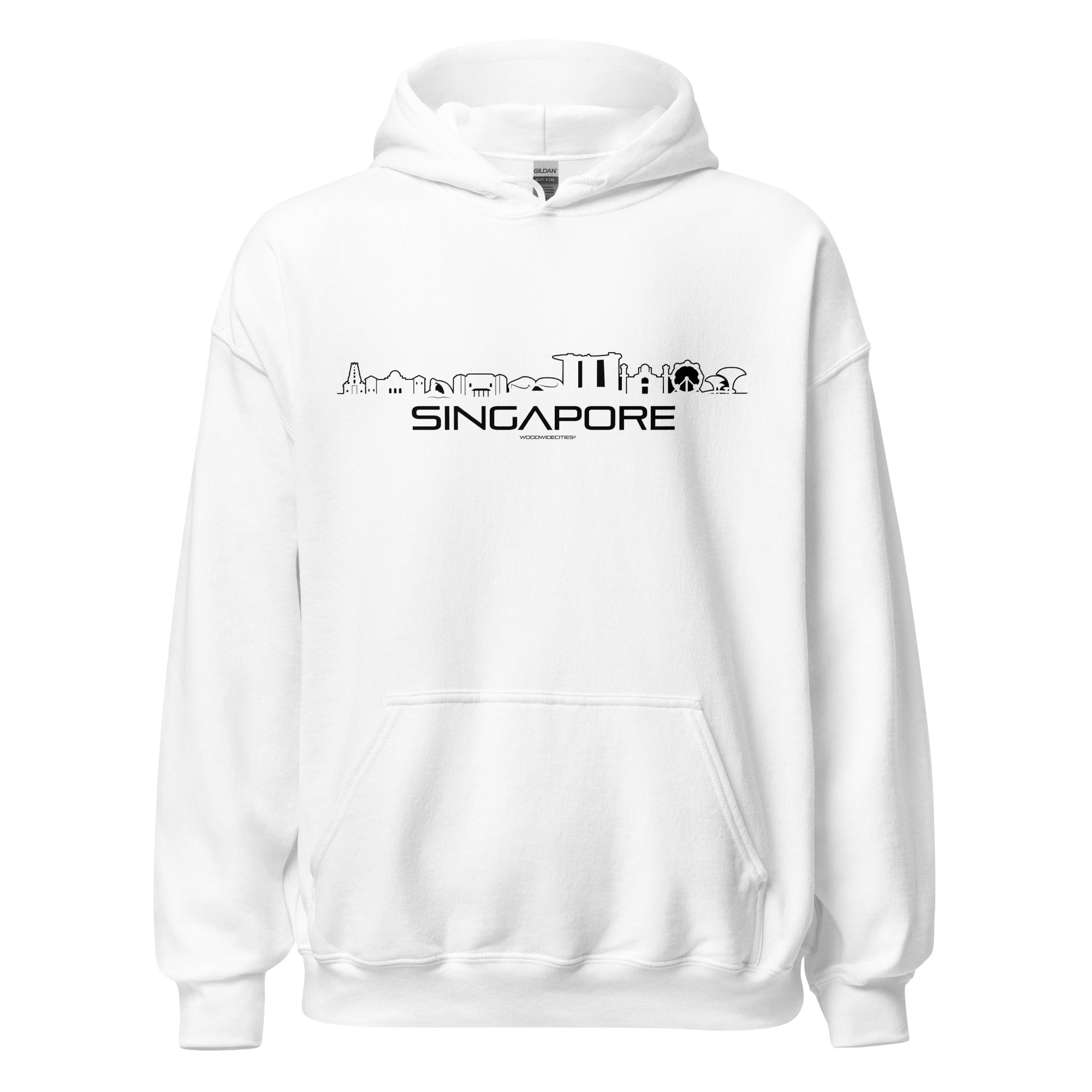 Hoodie Singapore White S houten cadeau decoratie relatiegeschenk van WoodWideCities