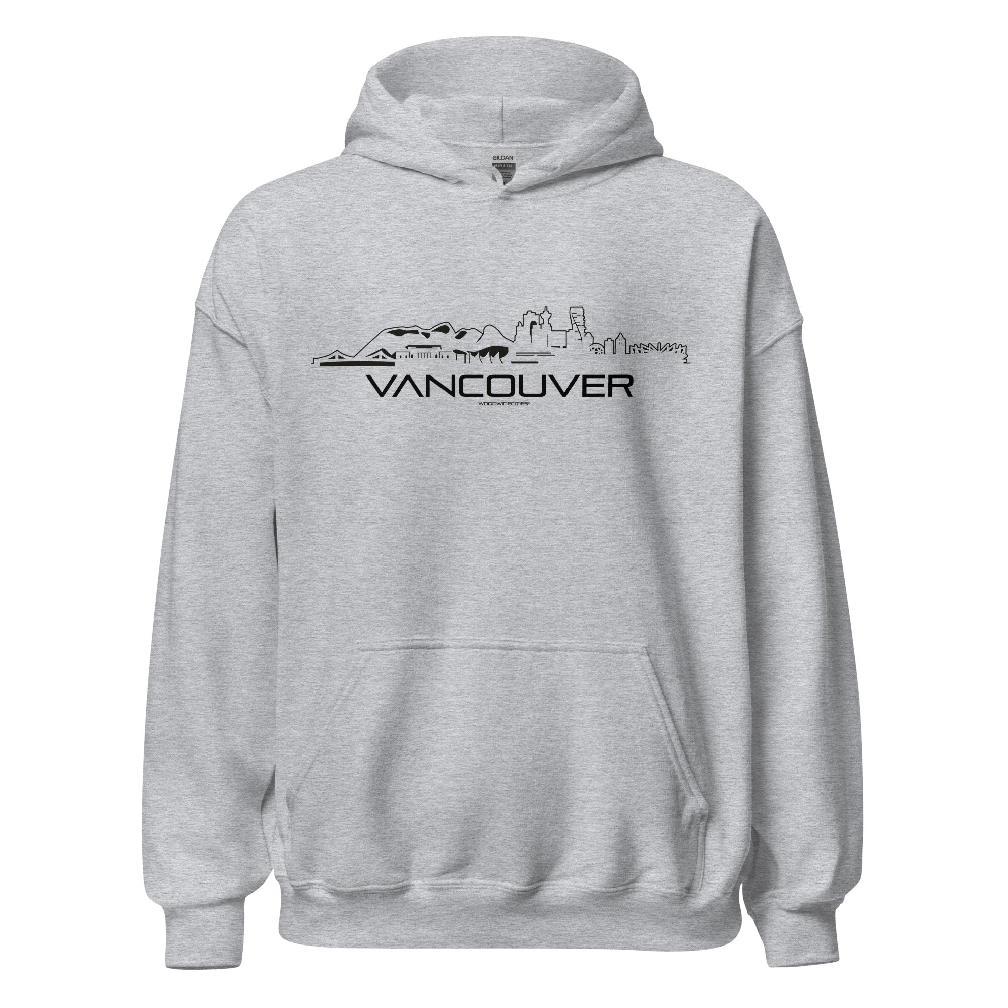 Hoodie Vancouver Sportgrijs S houten cadeau decoratie relatiegeschenk van WoodWideCities