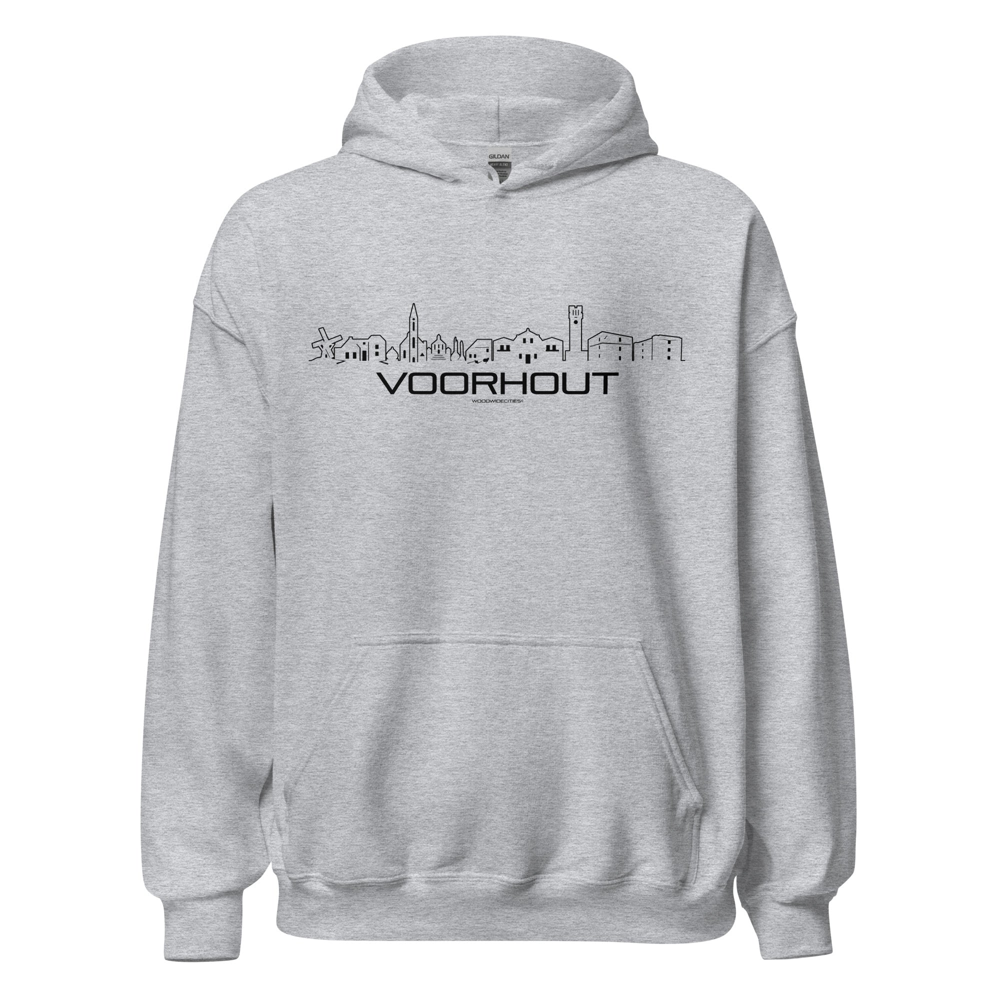 Hoodie Voorhout Sportgrijs S houten cadeau decoratie relatiegeschenk van WoodWideCities