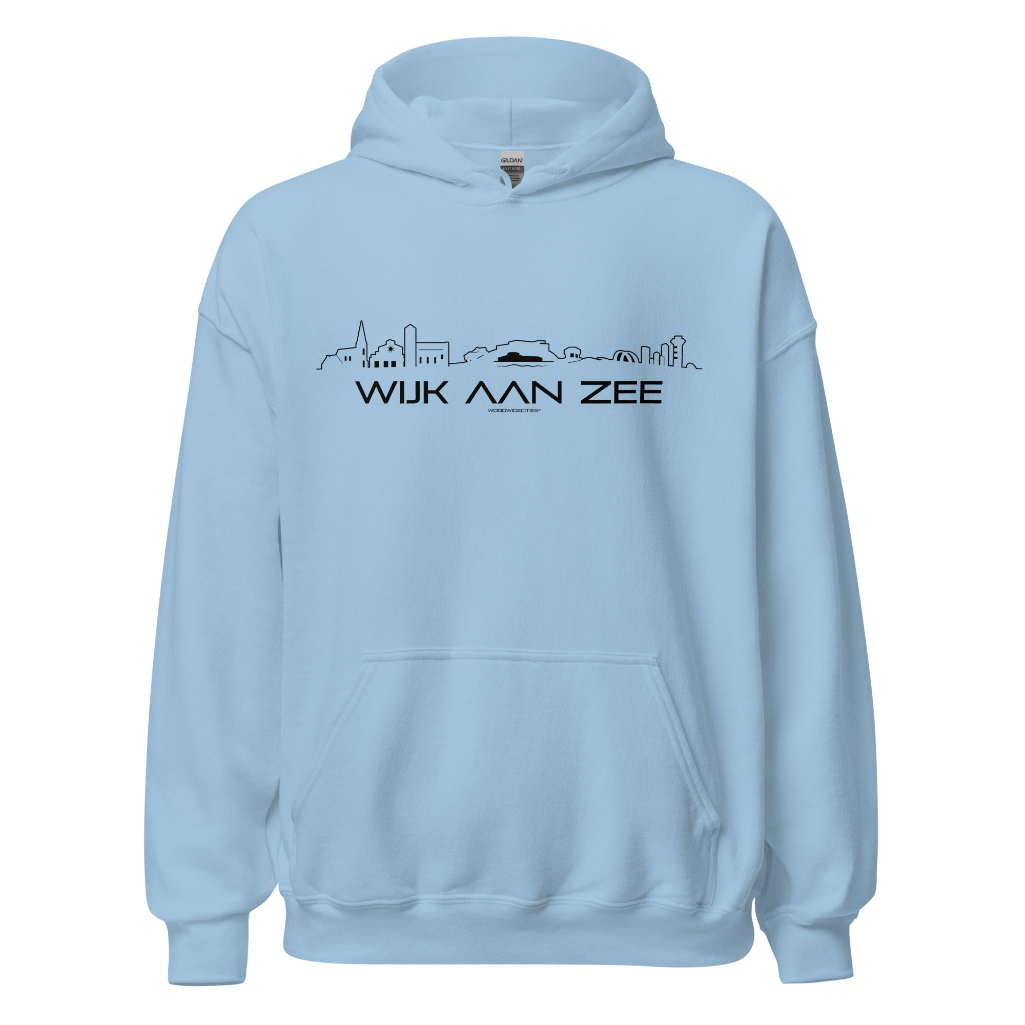 Hoodie Wijk aan Zee Light Blue S houten cadeau decoratie relatiegeschenk van WoodWideCities