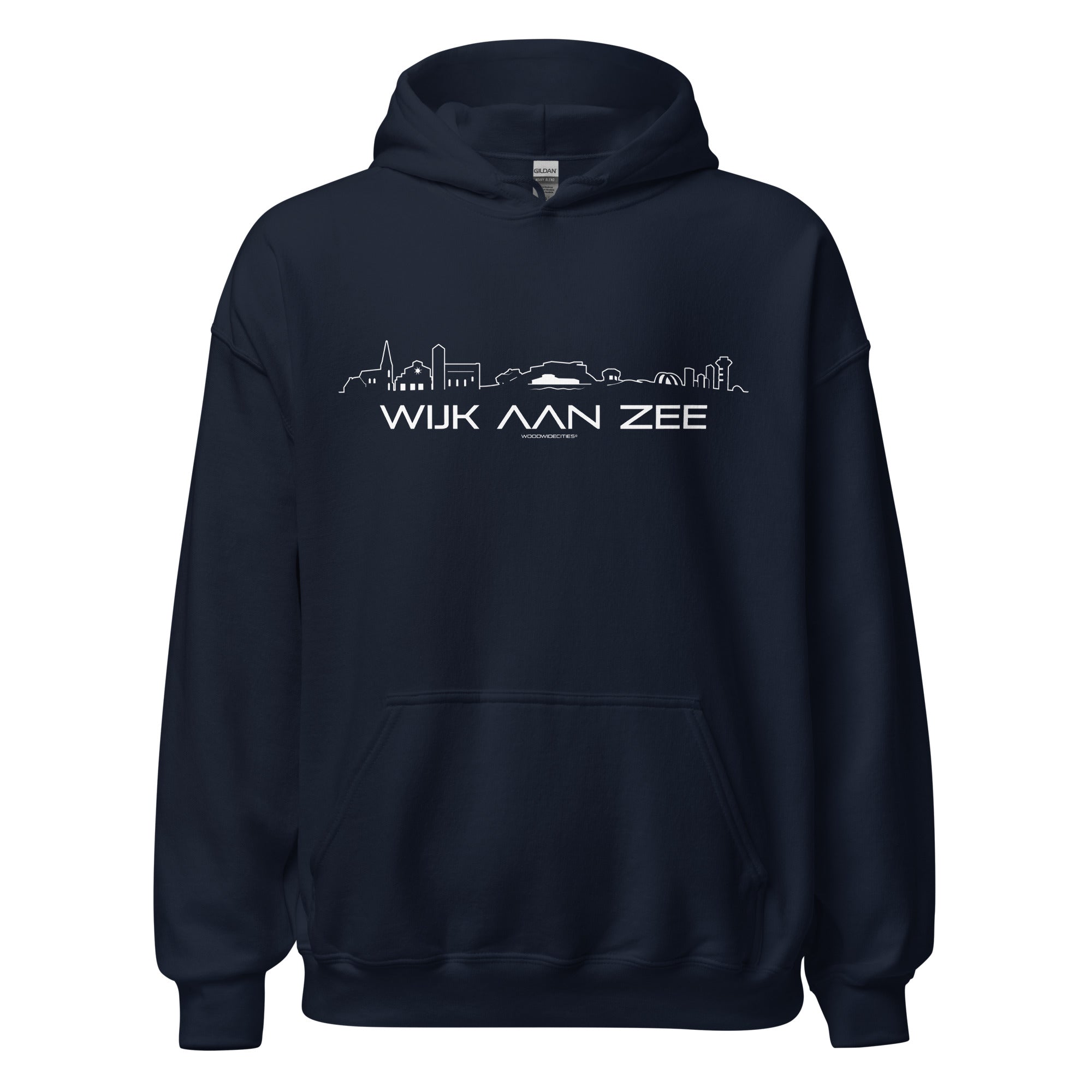 Hoodie Wijk aan Zee Navy S houten cadeau decoratie relatiegeschenk van WoodWideCities