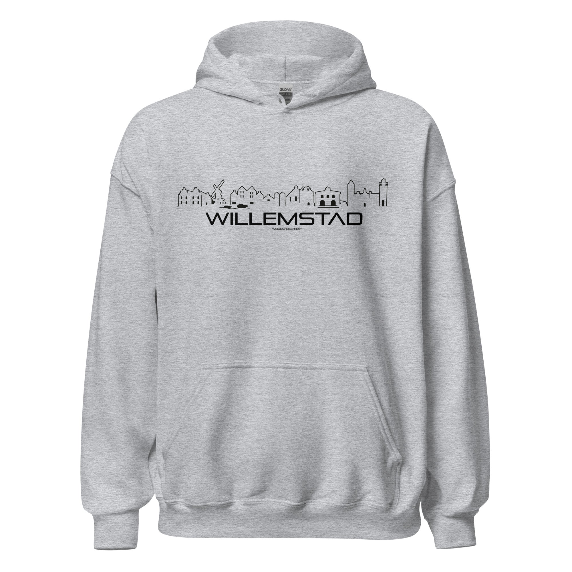 Hoodie Willemstad Sportgrijs S houten cadeau decoratie relatiegeschenk van WoodWideCities