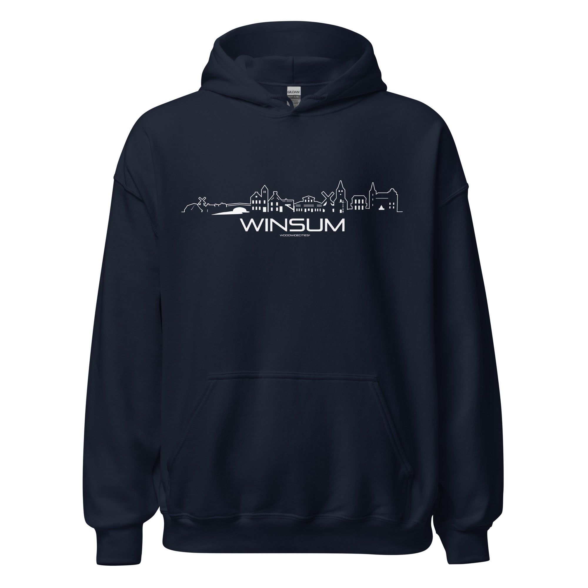 Hoodie Winsum Navy S houten cadeau decoratie relatiegeschenk van WoodWideCities