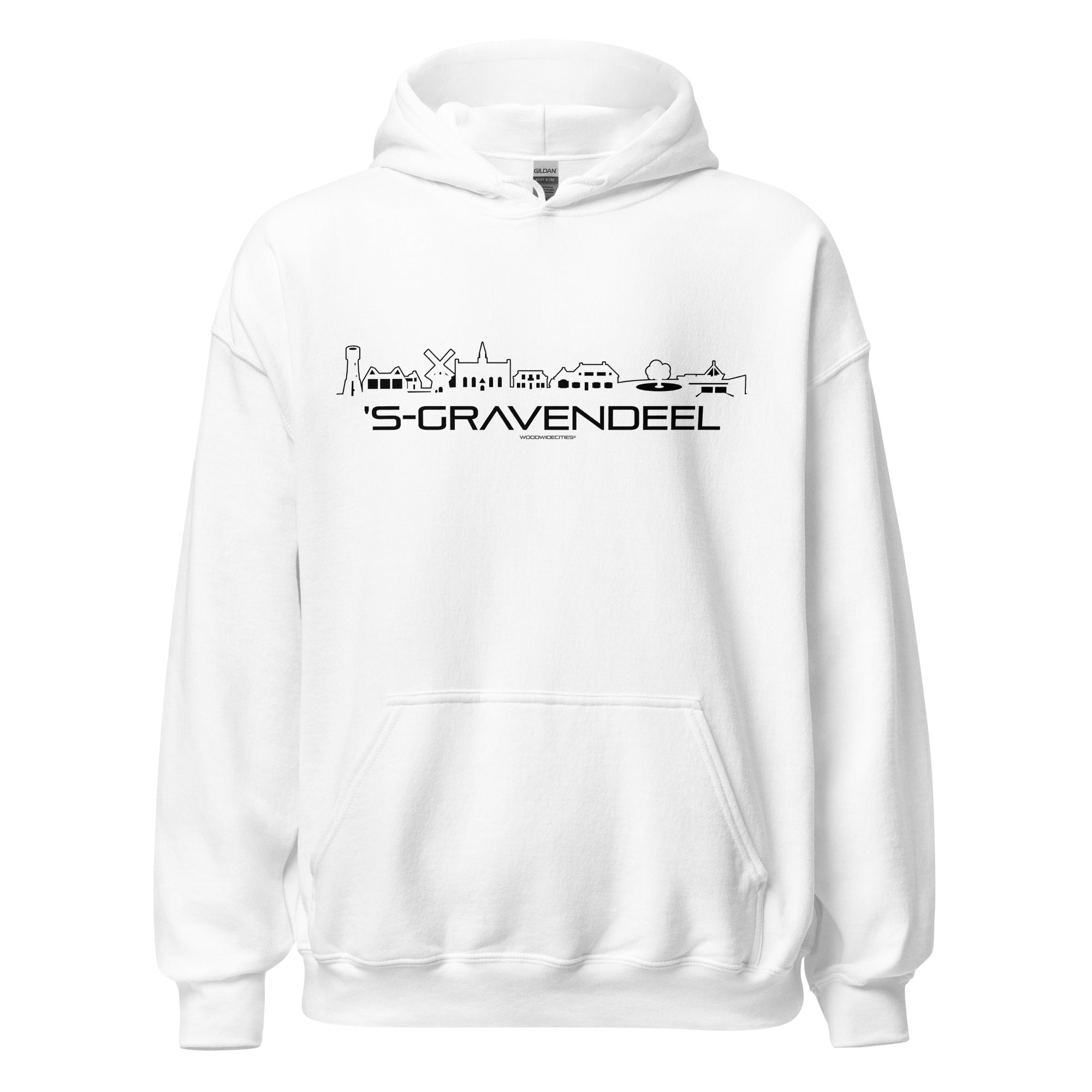 Hoodie 's-Gravendeel White S houten cadeau decoratie relatiegeschenk van WoodWideCities