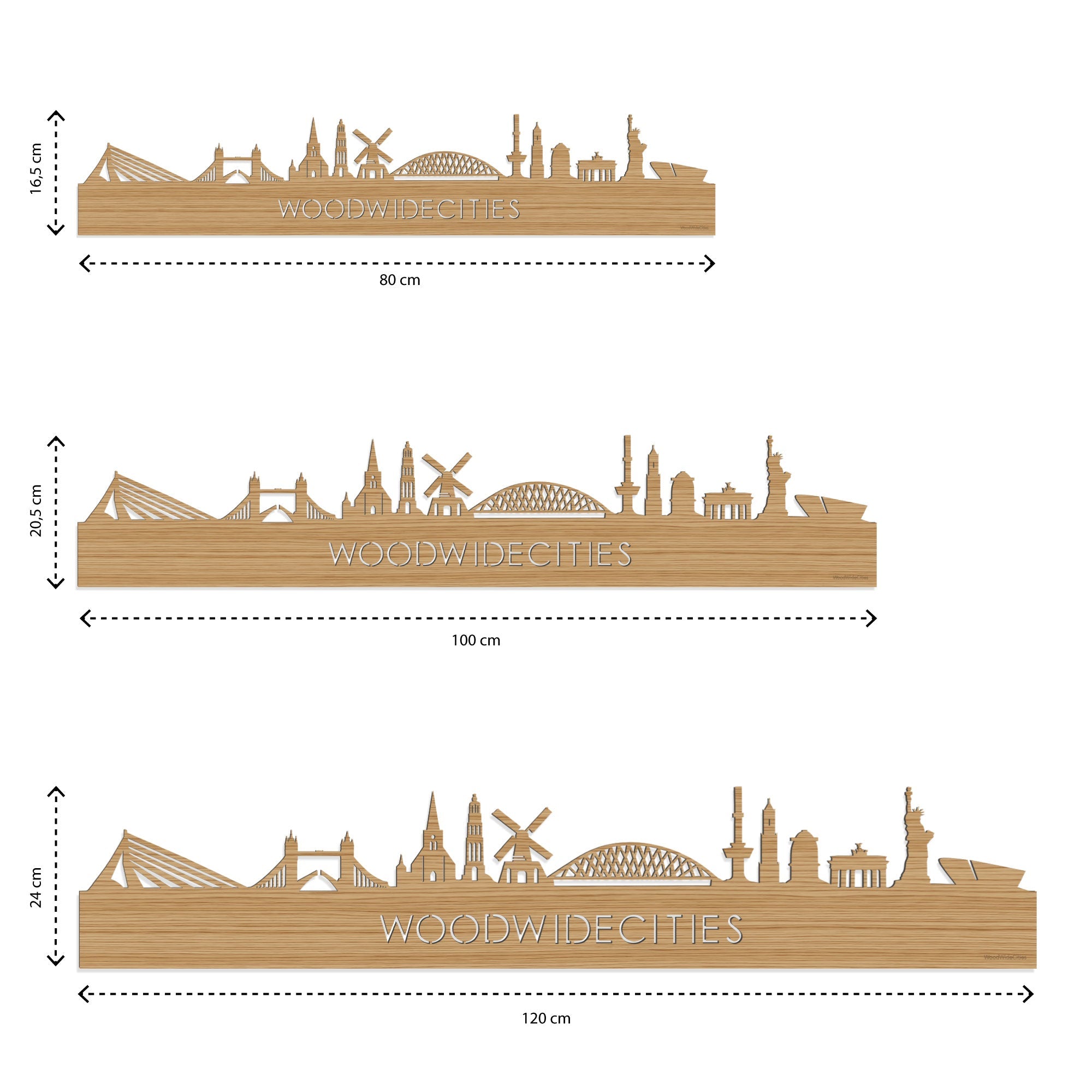 Skyline Almeria Bamboe houten cadeau decoratie relatiegeschenk van WoodWideCities