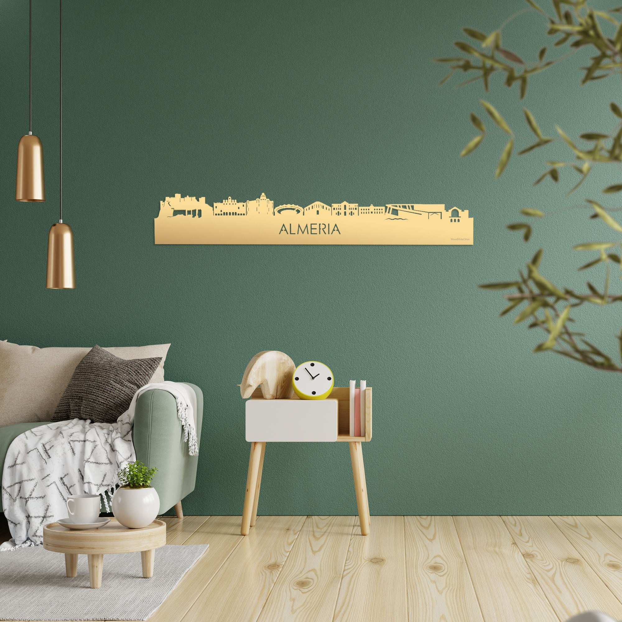 Skyline Almeria Metallic Goud gerecycled kunststof cadeau decoratie relatiegeschenk van WoodWideCities