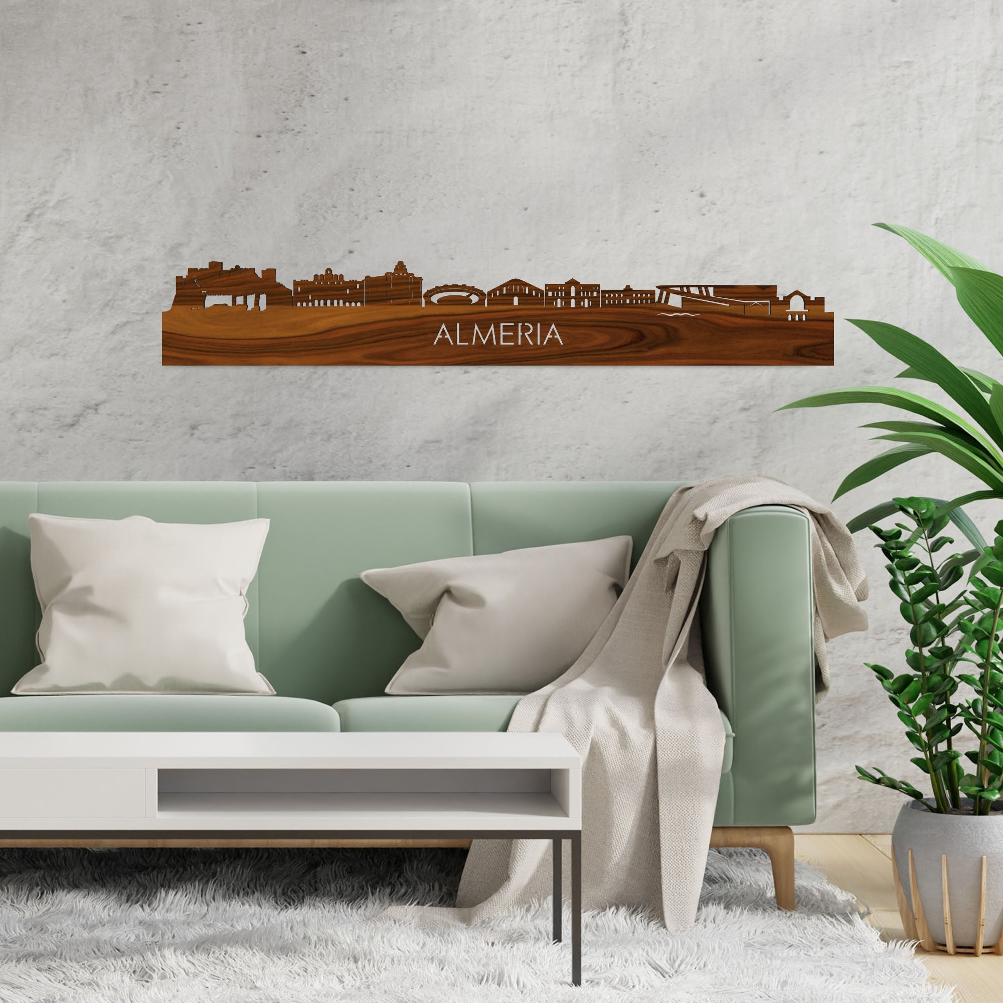 Skyline Almeria Palissander houten cadeau decoratie relatiegeschenk van WoodWideCities