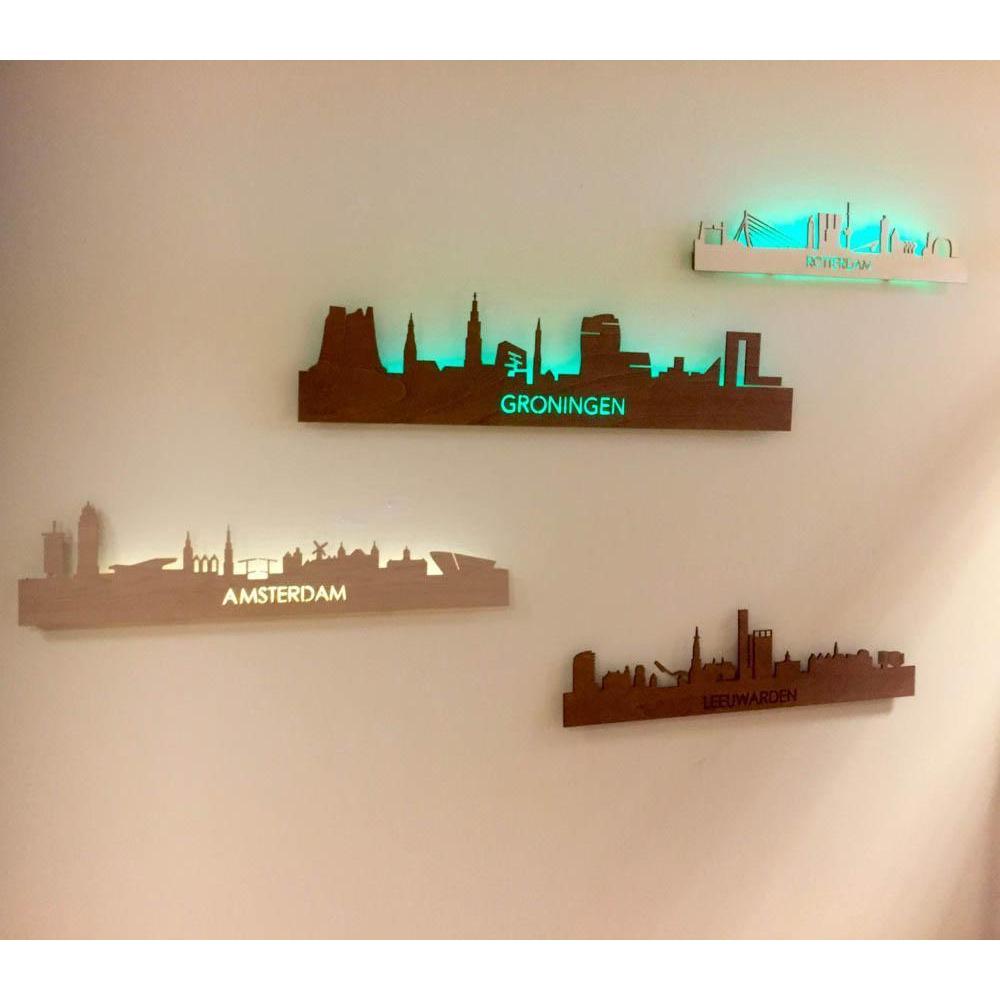 Skyline Alphen aan den Rijn Metallic Goud gerecycled kunststof cadeau decoratie relatiegeschenk van WoodWideCities