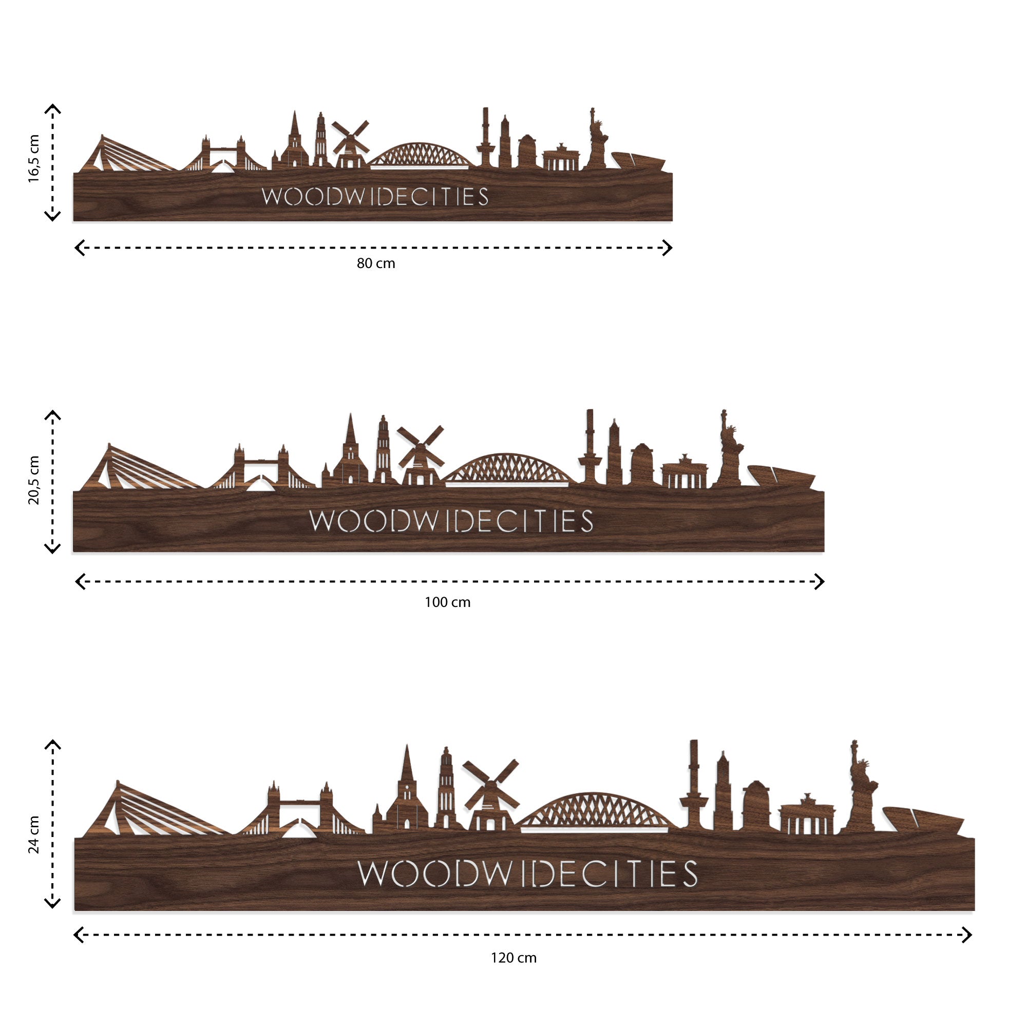 Skyline Alphen aan den Rijn Noten houten cadeau decoratie relatiegeschenk van WoodWideCities