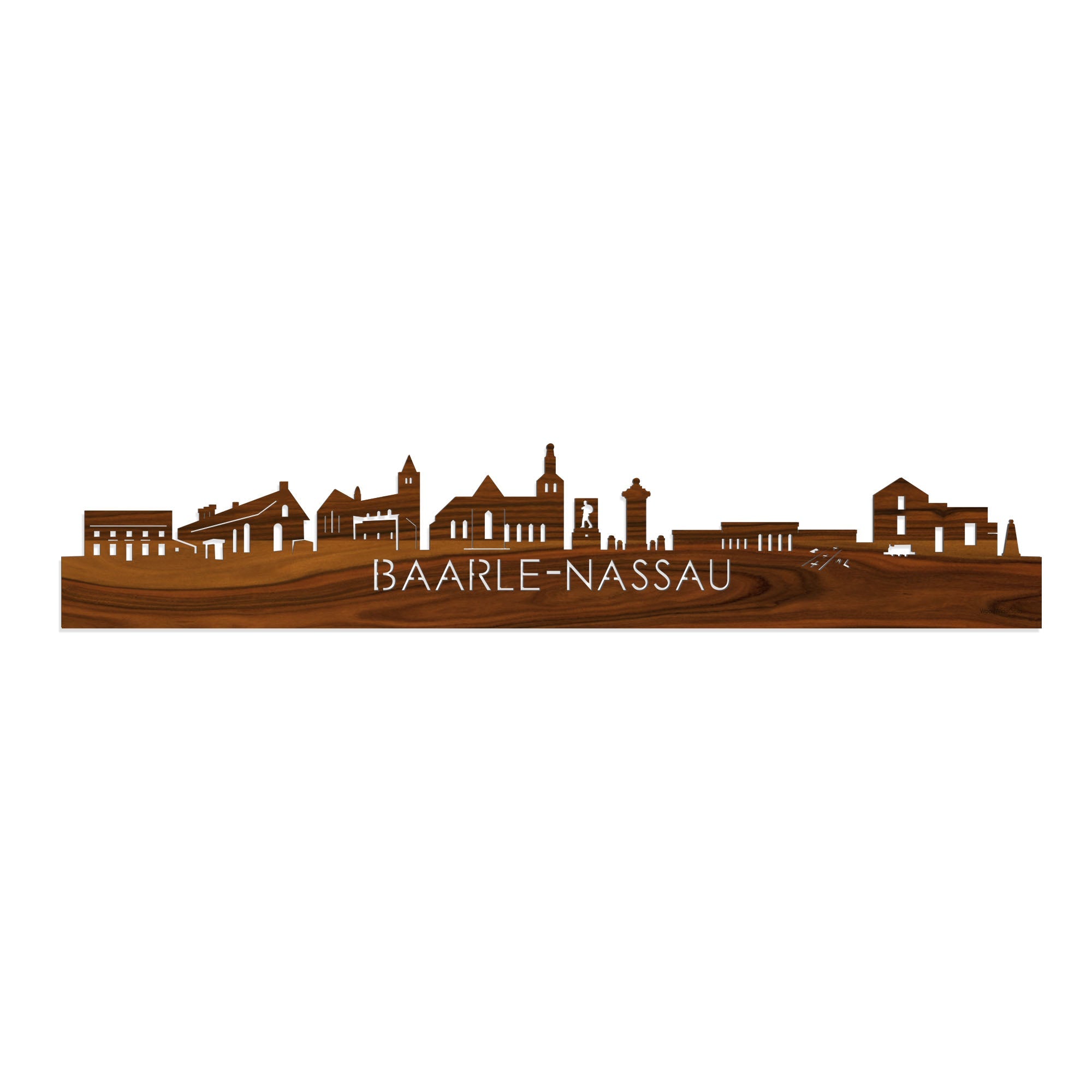 Skyline Baarle-Nassau Palissander houten cadeau decoratie relatiegeschenk van WoodWideCities