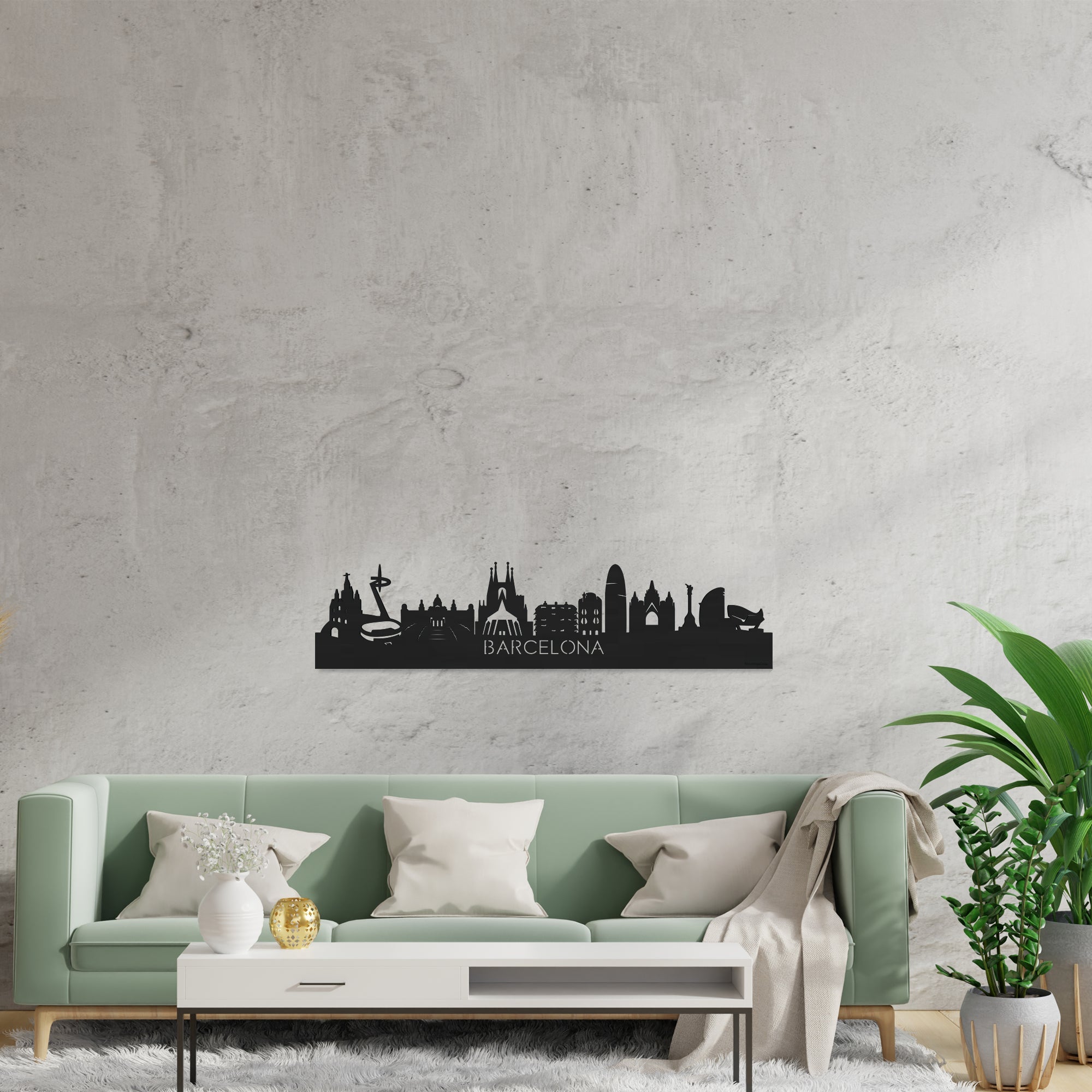 Skyline Barcelona Zwart houten cadeau decoratie relatiegeschenk van WoodWideCities