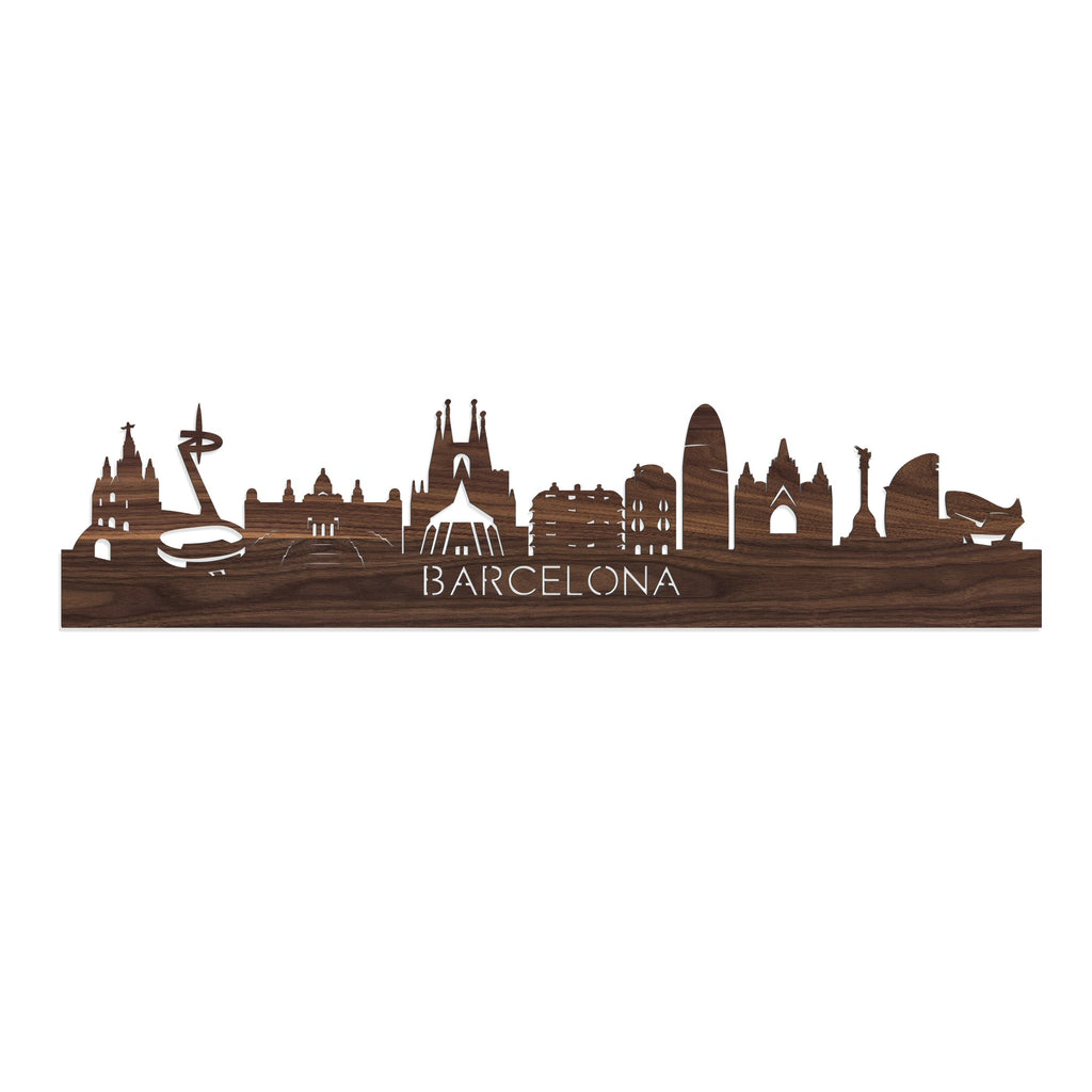 Skyline Barcelona Noten houten cadeau decoratie relatiegeschenk van WoodWideCities