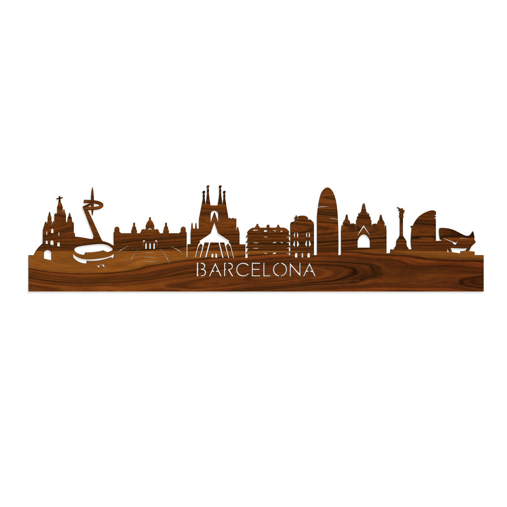 Skyline Barcelona Palissander houten cadeau decoratie relatiegeschenk van WoodWideCities