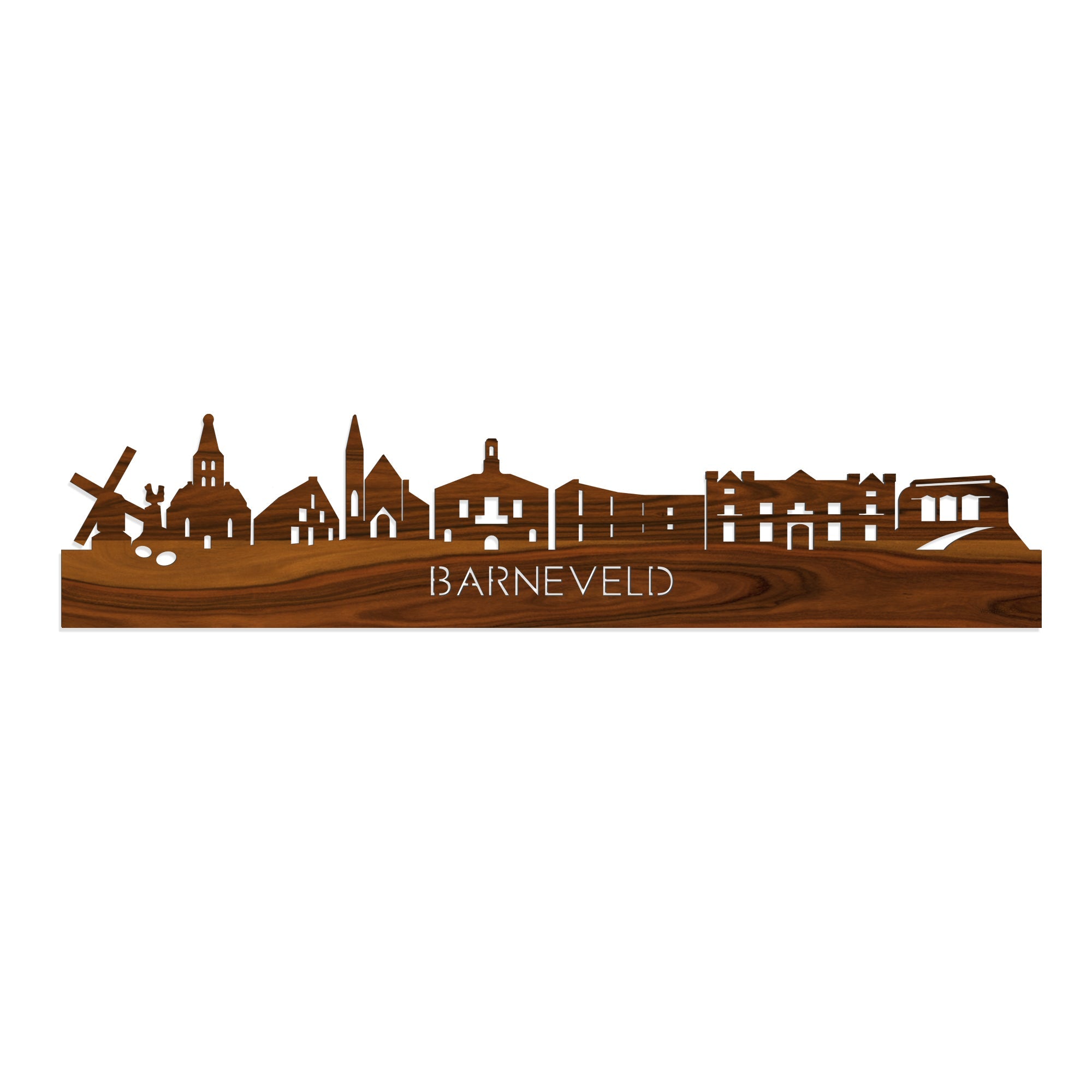 Skyline Barneveld Palissander houten cadeau decoratie relatiegeschenk van WoodWideCities