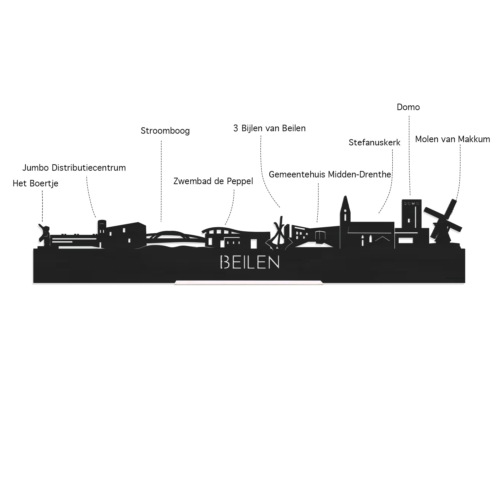 Skyline Beilen Bamboe houten cadeau decoratie relatiegeschenk van WoodWideCities