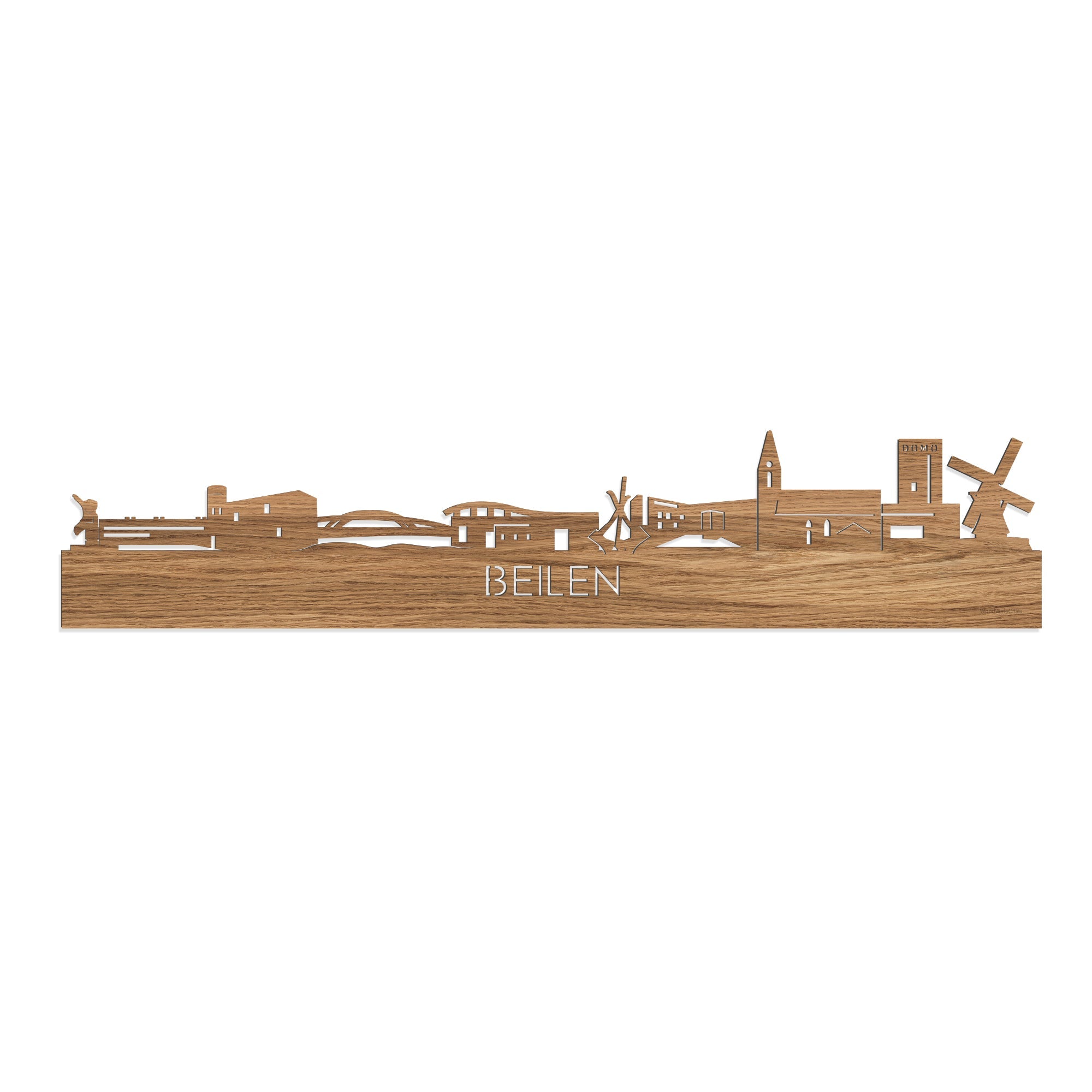 Skyline Beilen Eiken houten cadeau decoratie relatiegeschenk van WoodWideCities