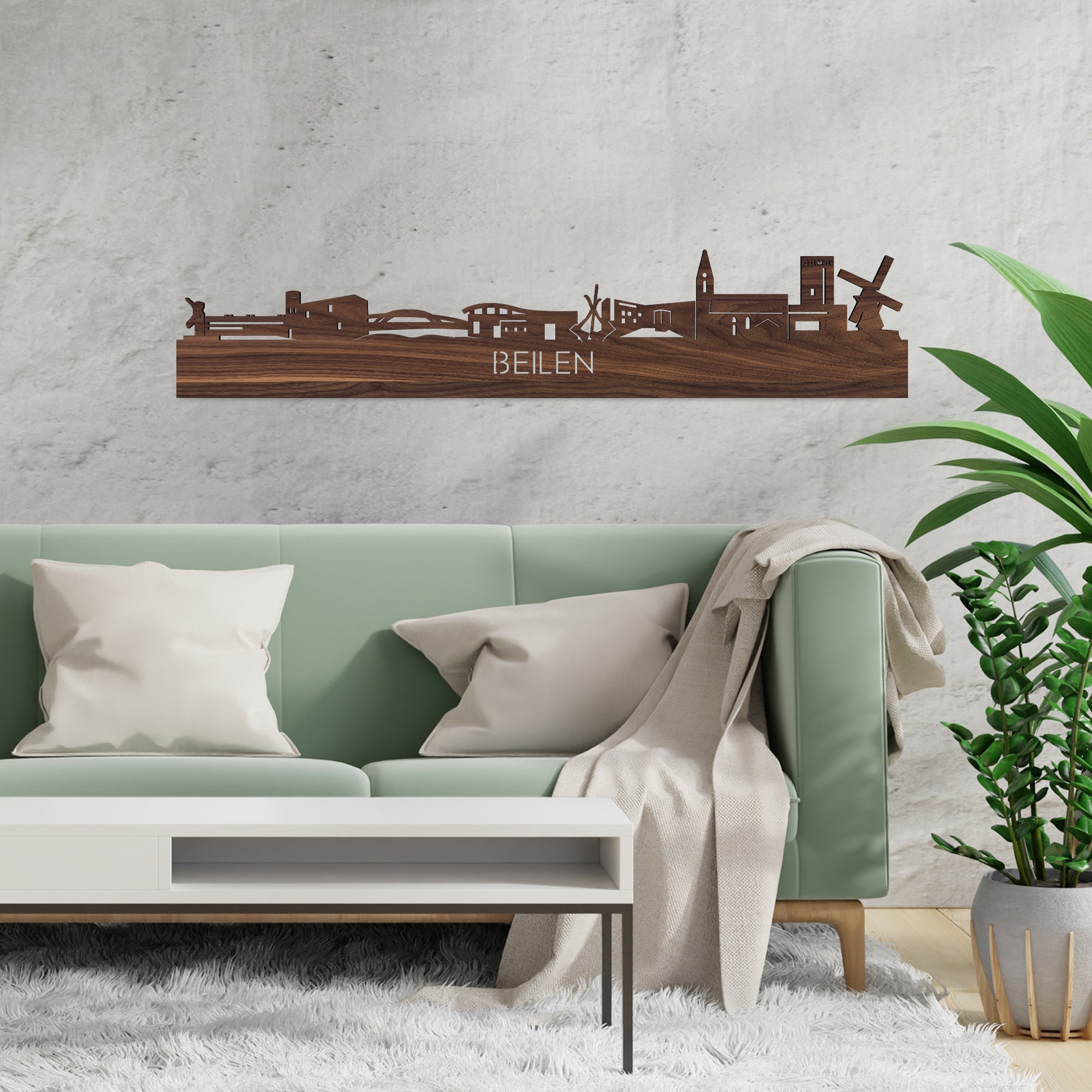 Skyline Beilen Noten houten cadeau decoratie relatiegeschenk van WoodWideCities