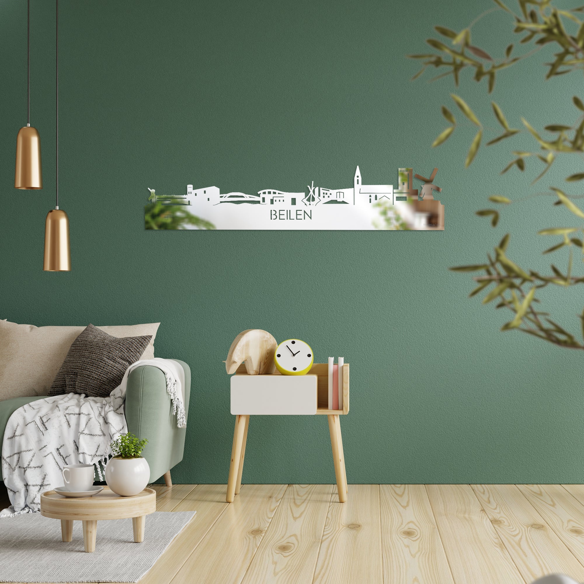 Skyline Beilen Spiegel gerecycled kunststof cadeau decoratie relatiegeschenk van WoodWideCities