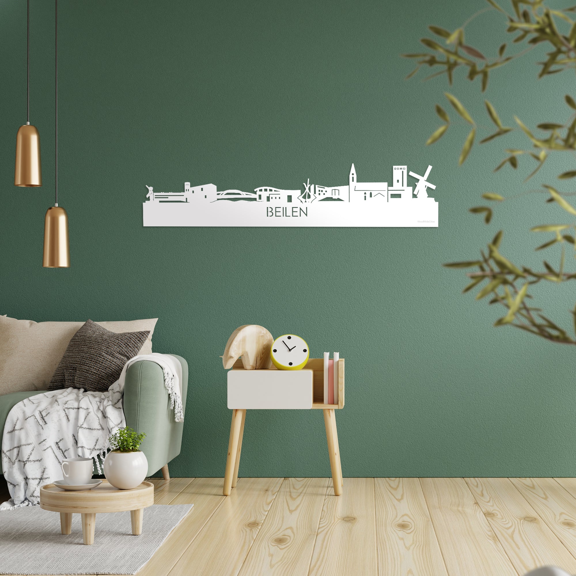 Skyline Beilen Wit glanzend gerecycled kunststof cadeau decoratie relatiegeschenk van WoodWideCities