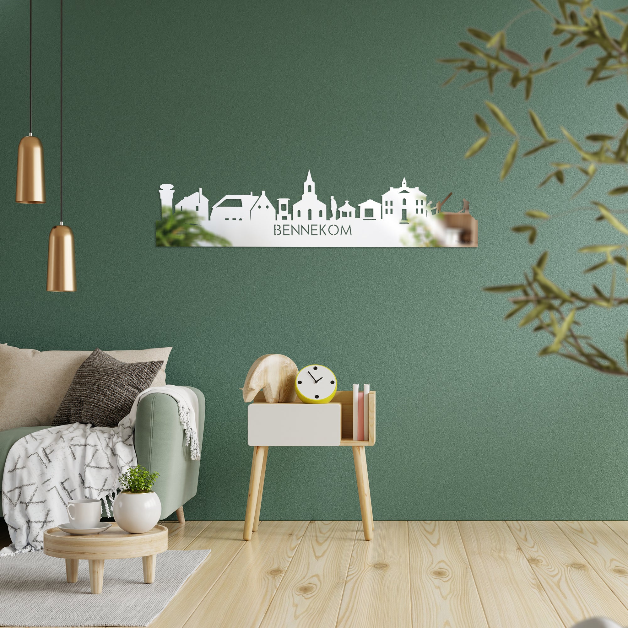 Skyline Bennekom Spiegel gerecycled kunststof cadeau decoratie relatiegeschenk van WoodWideCities