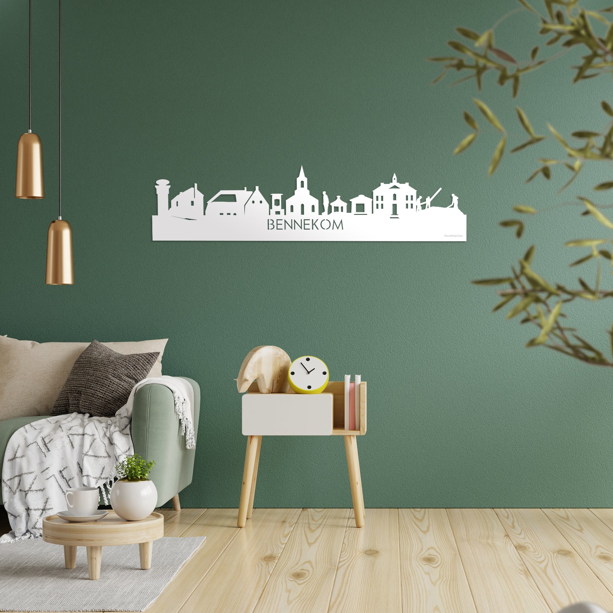 Skyline Bennekom Wit glanzend gerecycled kunststof cadeau decoratie relatiegeschenk van WoodWideCities